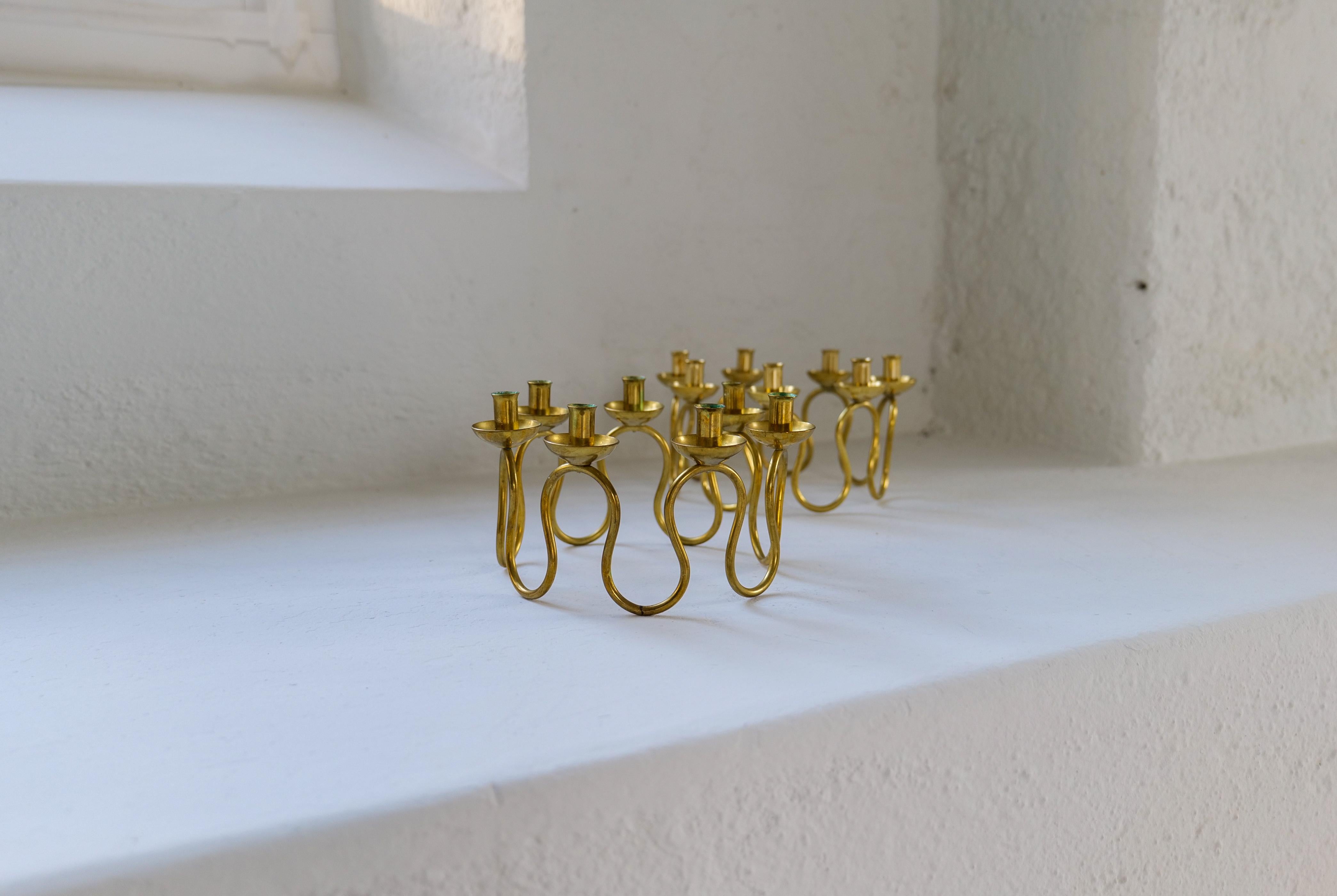Art Deco Candlesticks in Brass by Lars Holmström in Arvika, Sweden For Sale 2