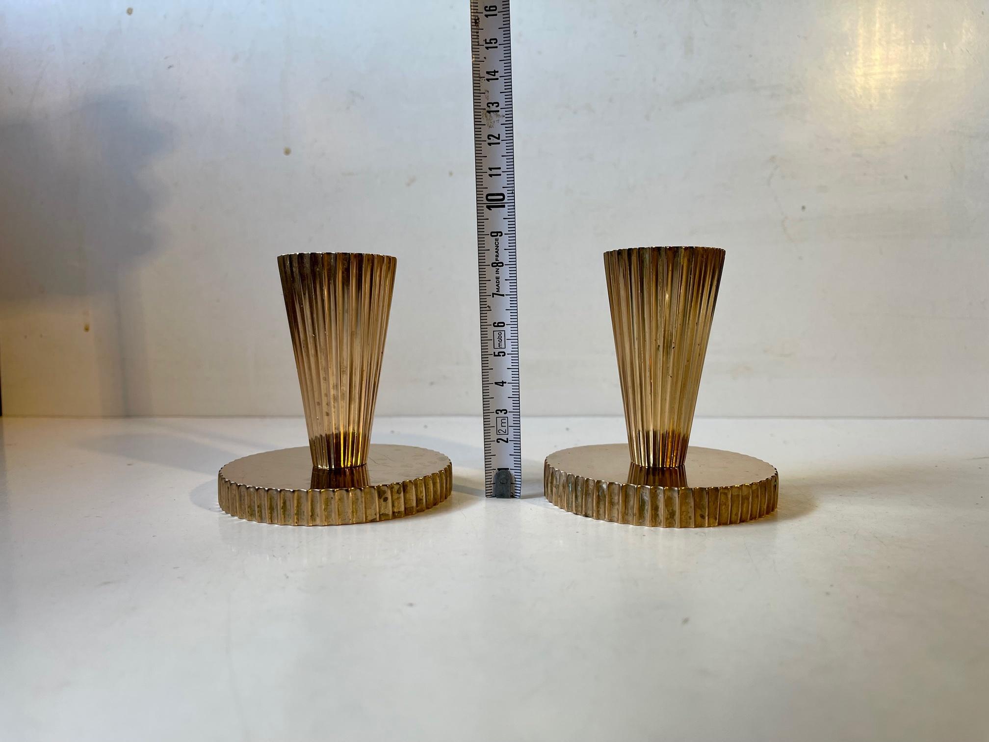Art Deco Candlesticks in Fluted Bronze by Tinos, 1930s 4
