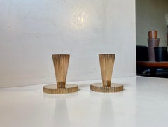 Chandeliers Art Déco en bronze cannelé de Tinos, années 1930