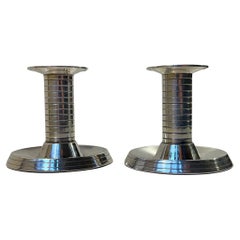 Art Deco Candlesticks in Plated Silver from Carl F. Christensen, 1920s