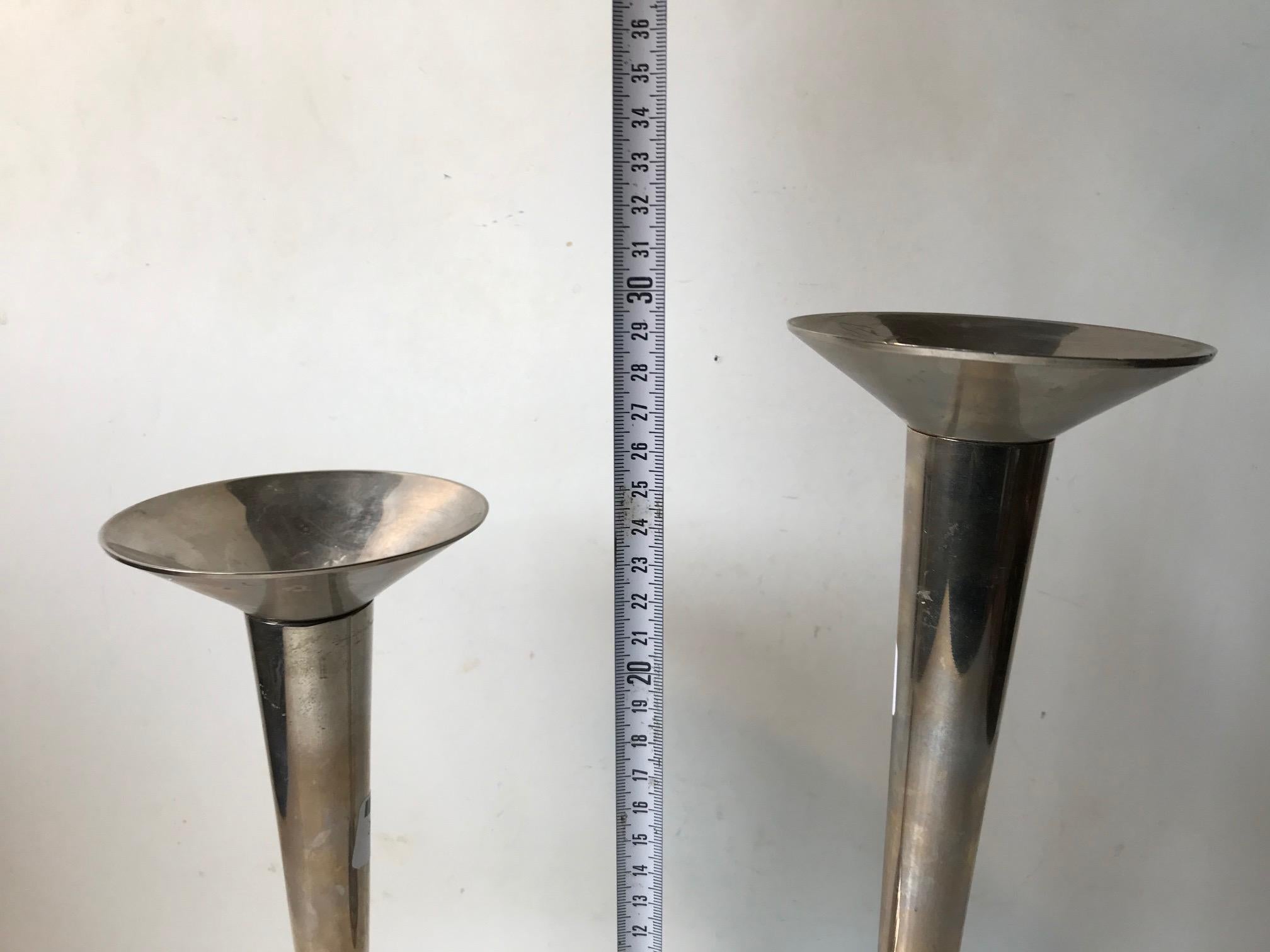 Bauhaus Art Deco Candlesticks in Steel, Germany, 1930s For Sale