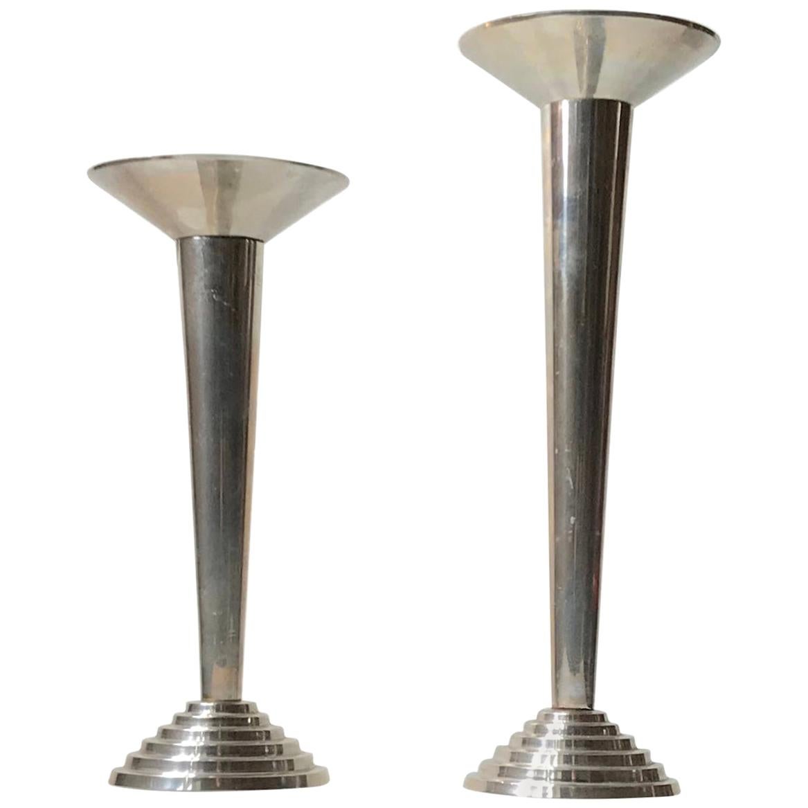 Art Deco Candlesticks in Steel, Germany, 1930s For Sale