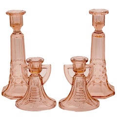 Art Deco Candlesticks made by Val Saint Lambert- Luxval collection (Graffart}