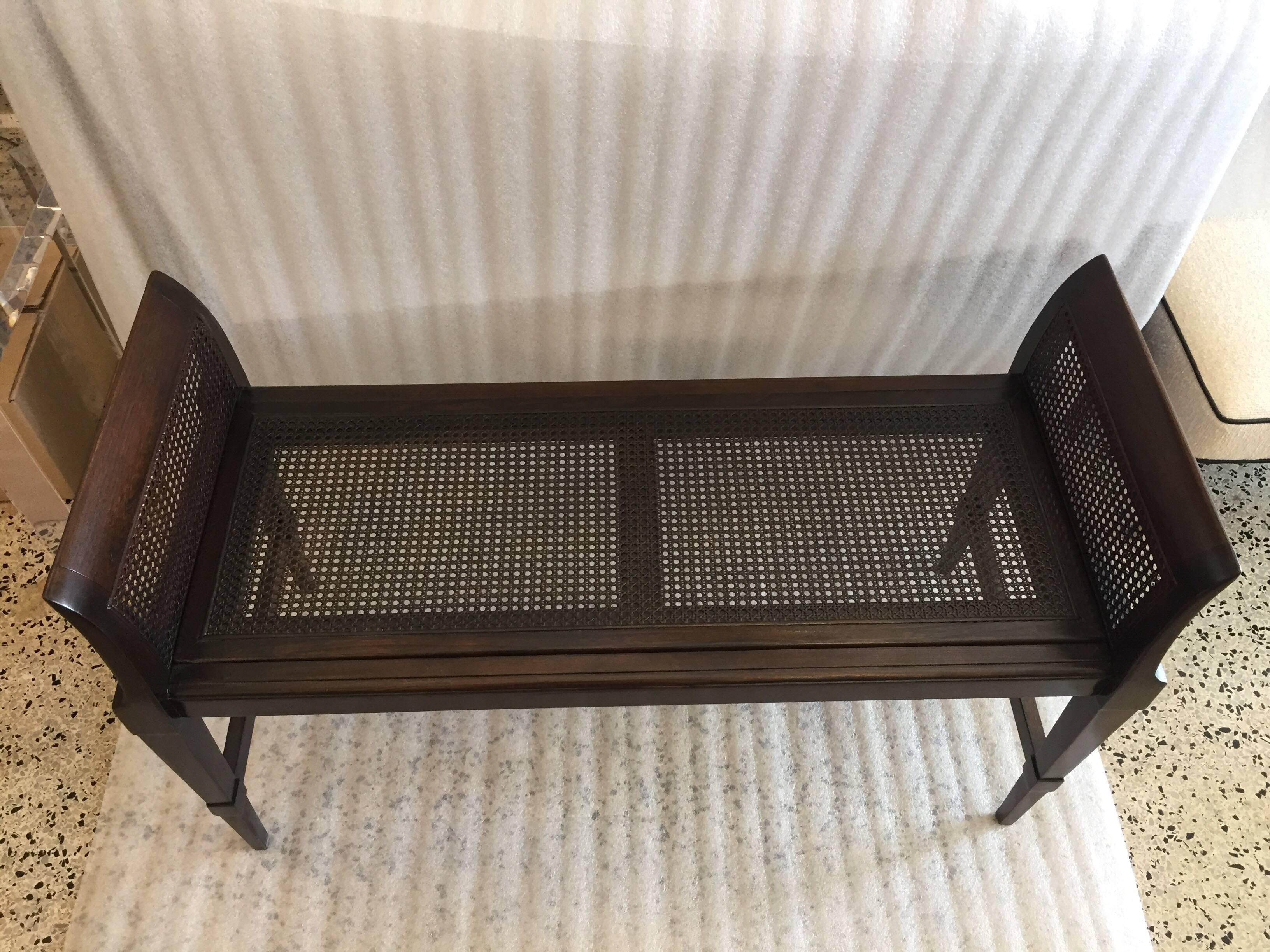 Stained Art Deco Cane Bench