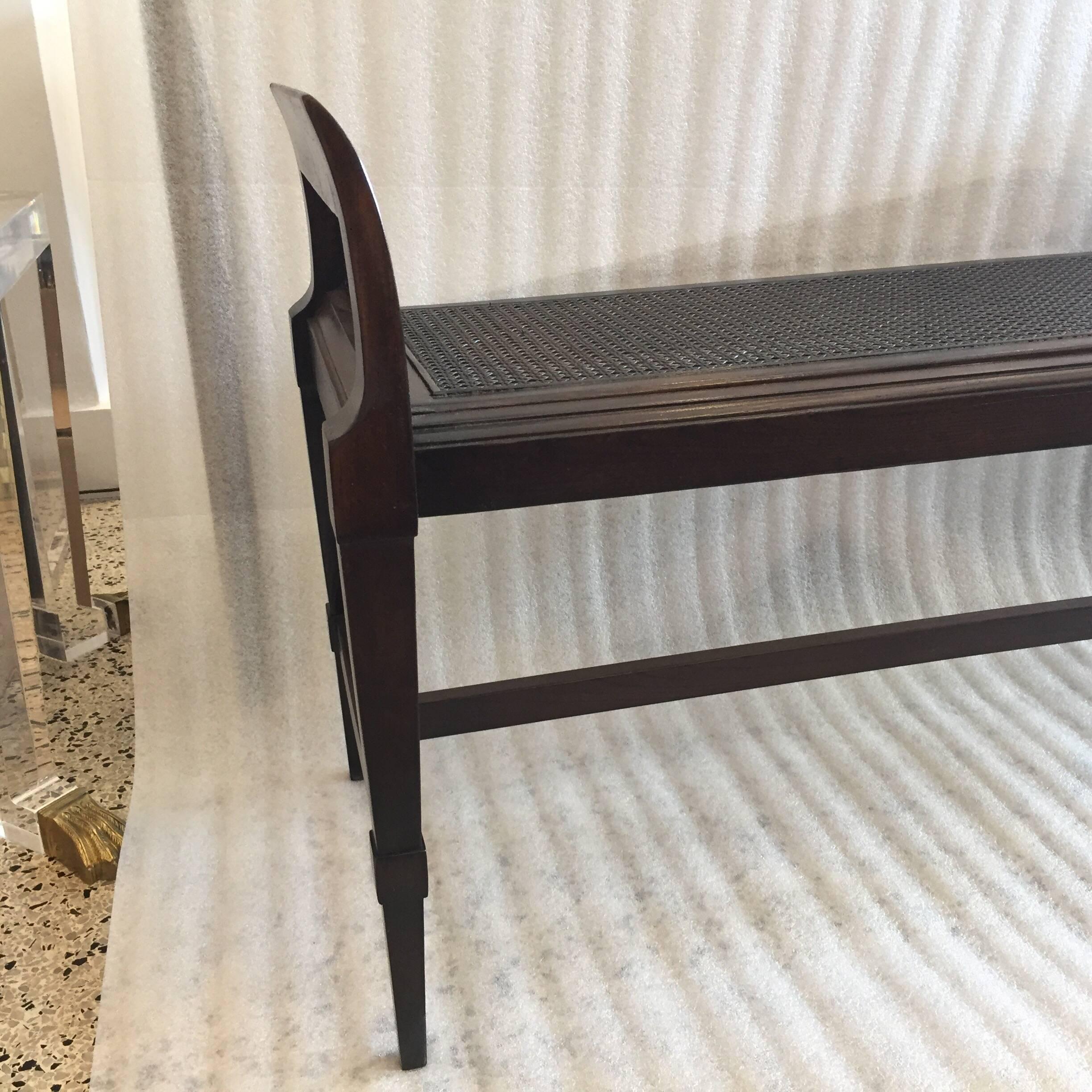 Art Deco Cane Bench In Good Condition In East Hampton, NY