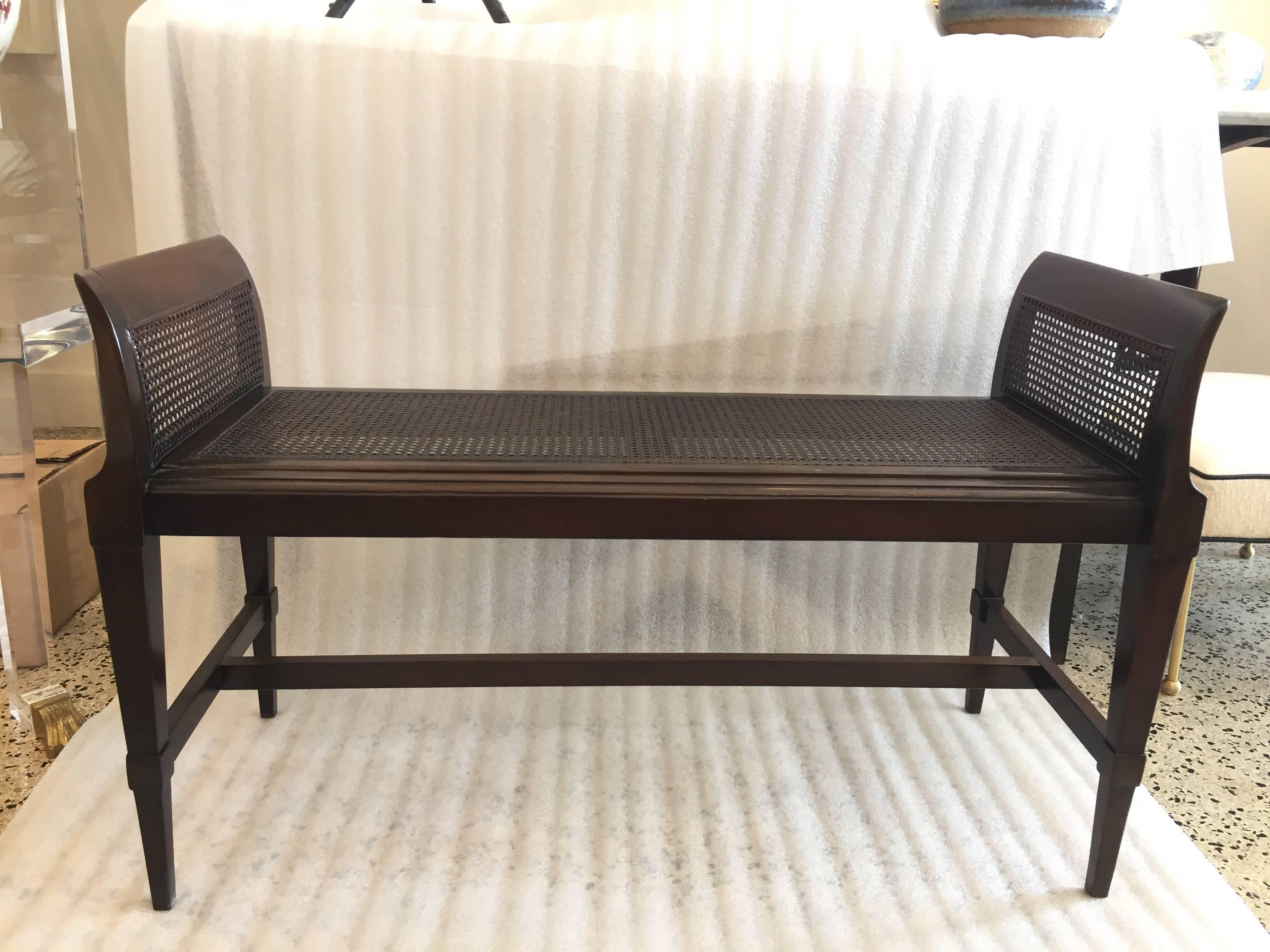 Mid-20th Century Art Deco Cane Bench