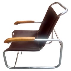 Art Deco Cantilever Marcel Breuer B35 Brown Leather Lounge Chair