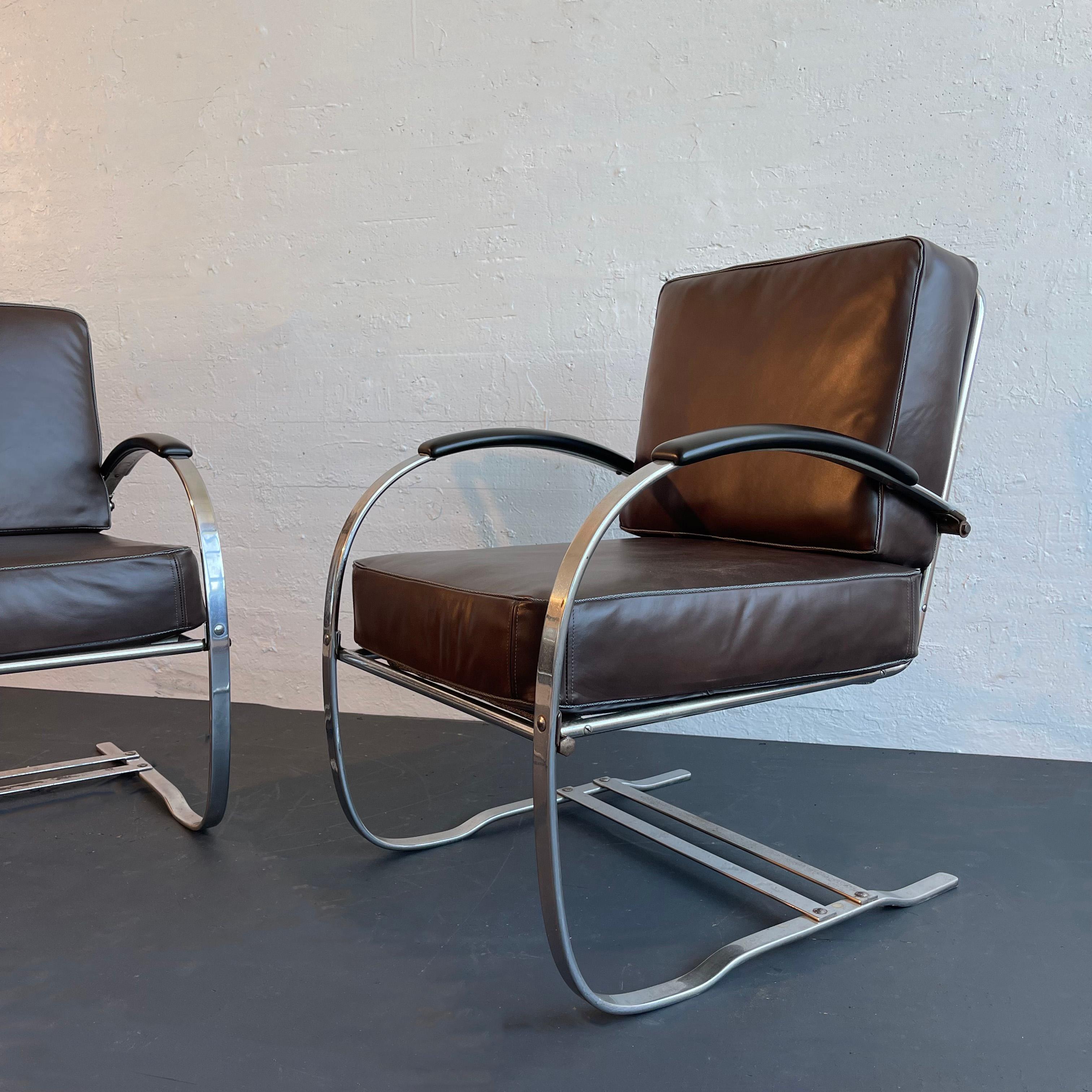 Art Deco Cantilevered Chrome Springer Lounge Chairs By Wolfgang Hoffmann 5
