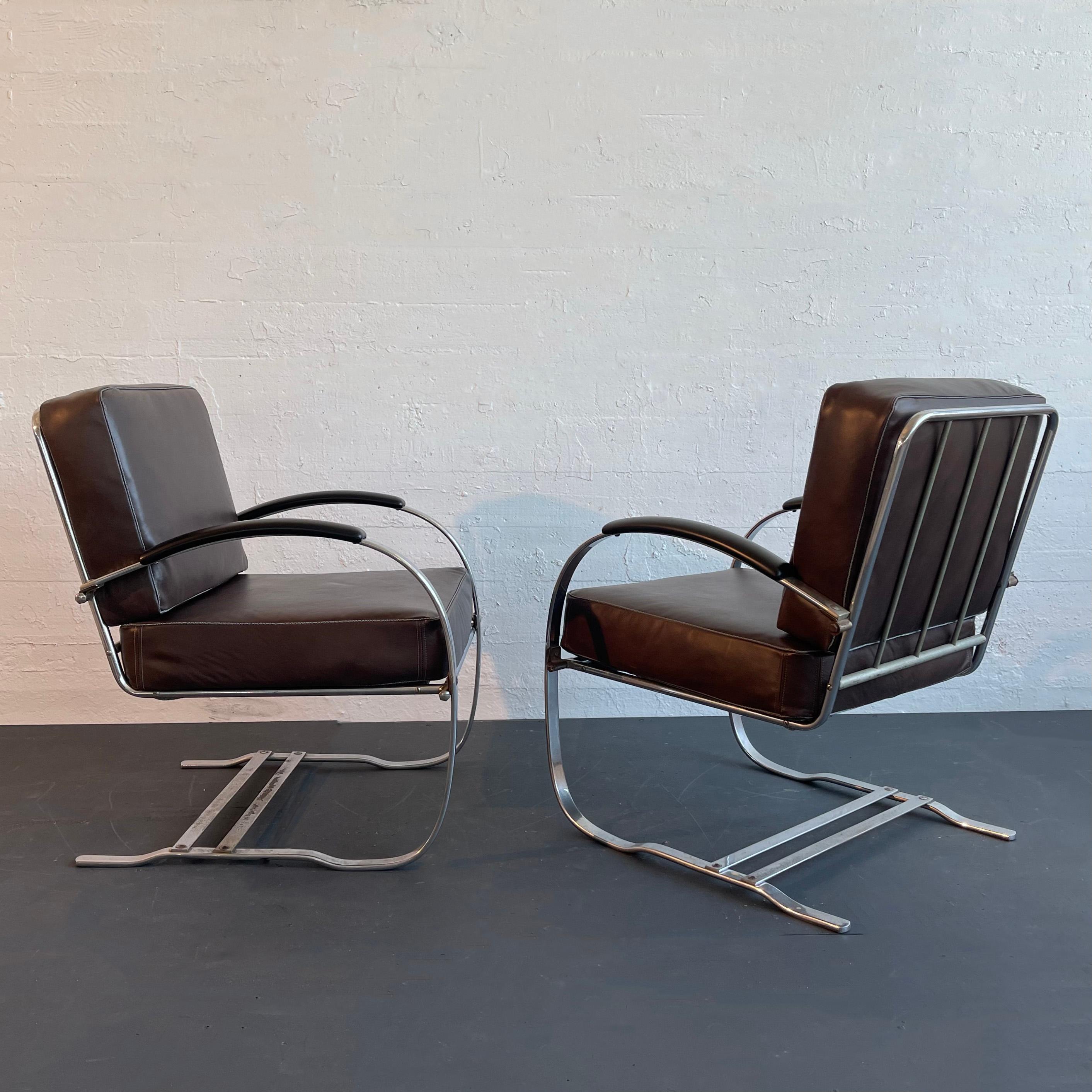 20th Century Art Deco Cantilevered Chrome Springer Lounge Chairs By Wolfgang Hoffmann