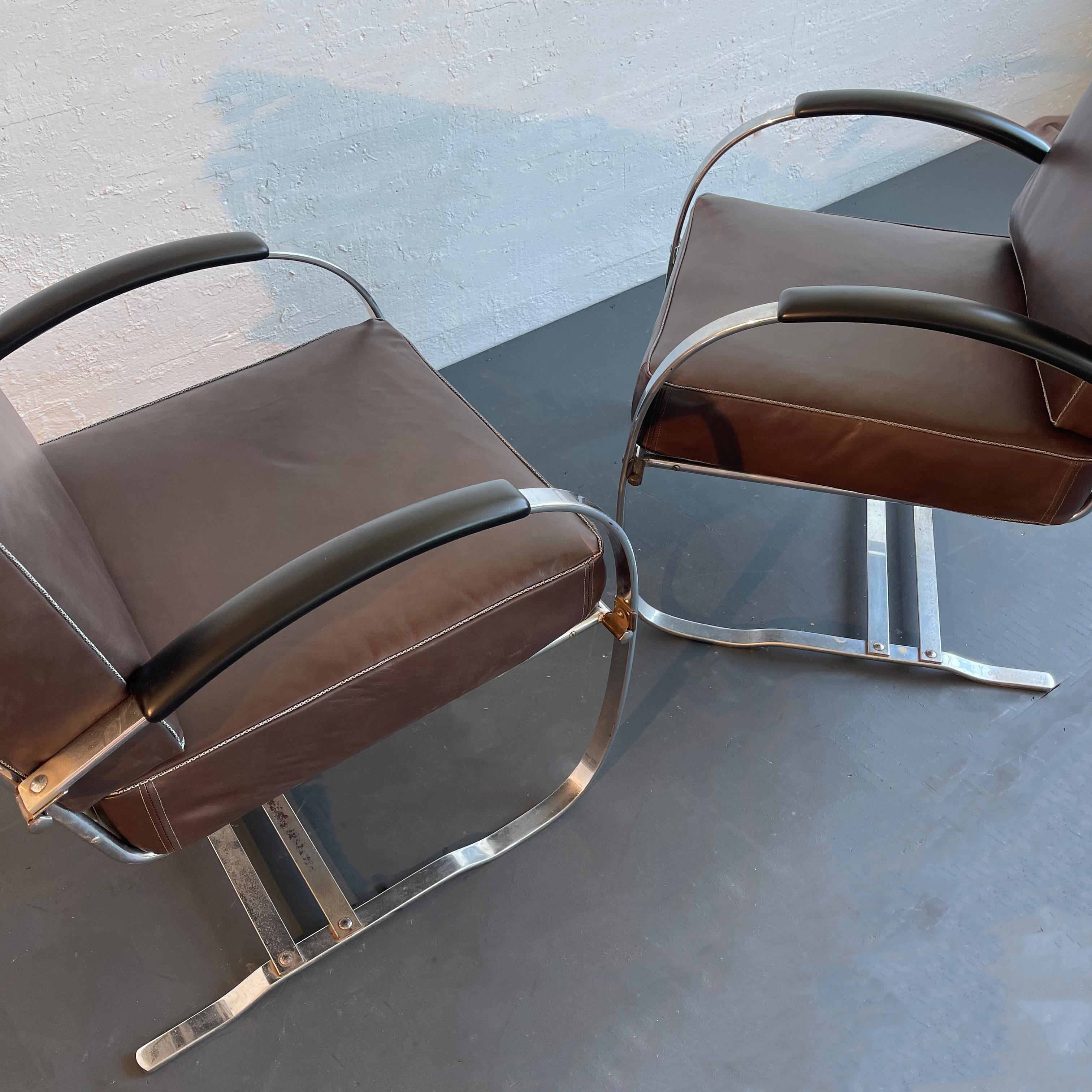 Art Deco Cantilevered Chrome Springer Lounge Chairs By Wolfgang Hoffmann 1