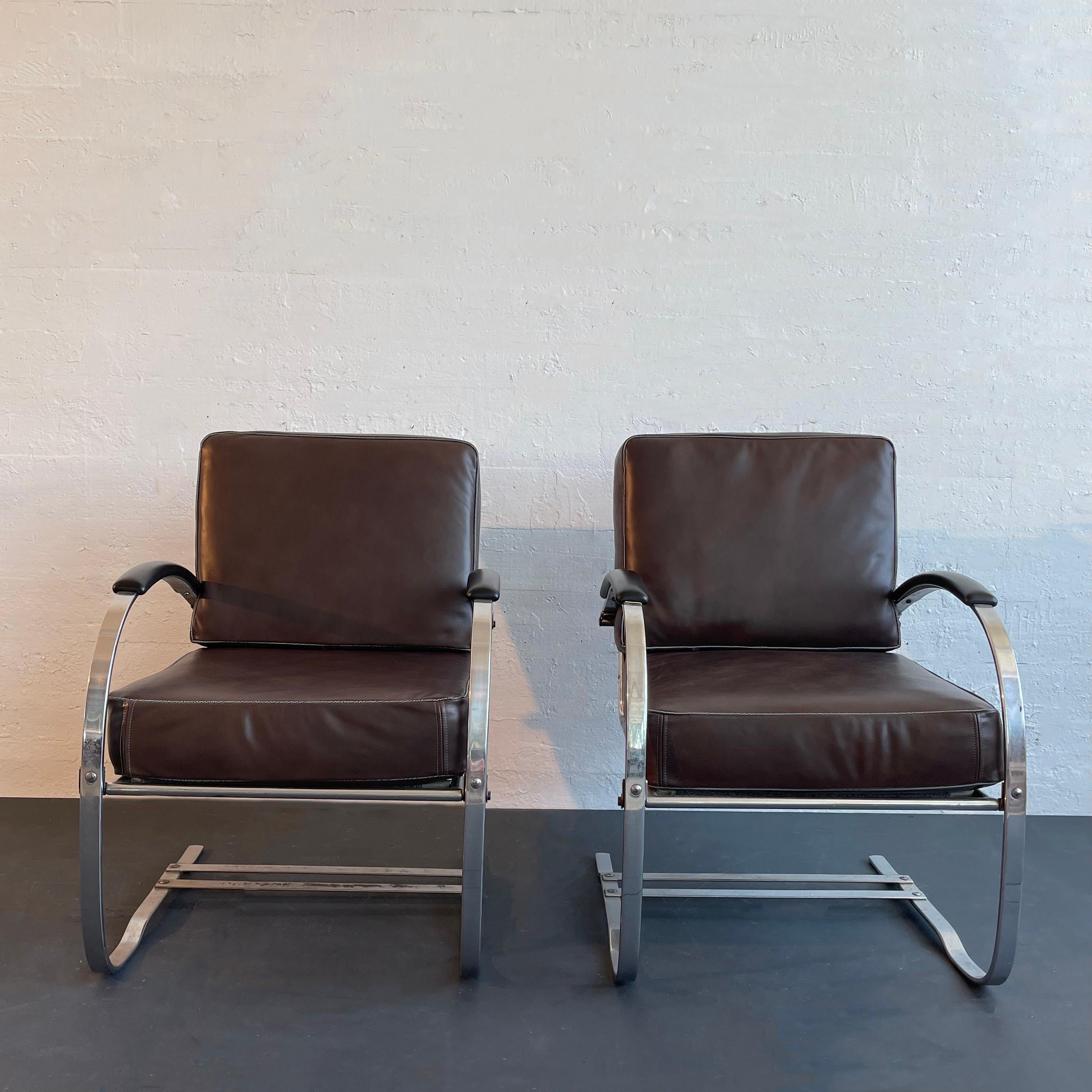Art Deco Cantilevered Chrome Springer Lounge Chairs By Wolfgang Hoffmann 2