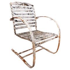 Chaise de jardin Art Déco en porte-à-faux attribuée à Cincinnati Artistic Iron Works