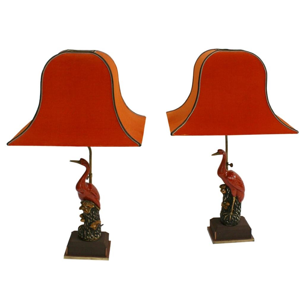 Art Deco Capodimonte Porcelain Pair of Italian Table Lamps