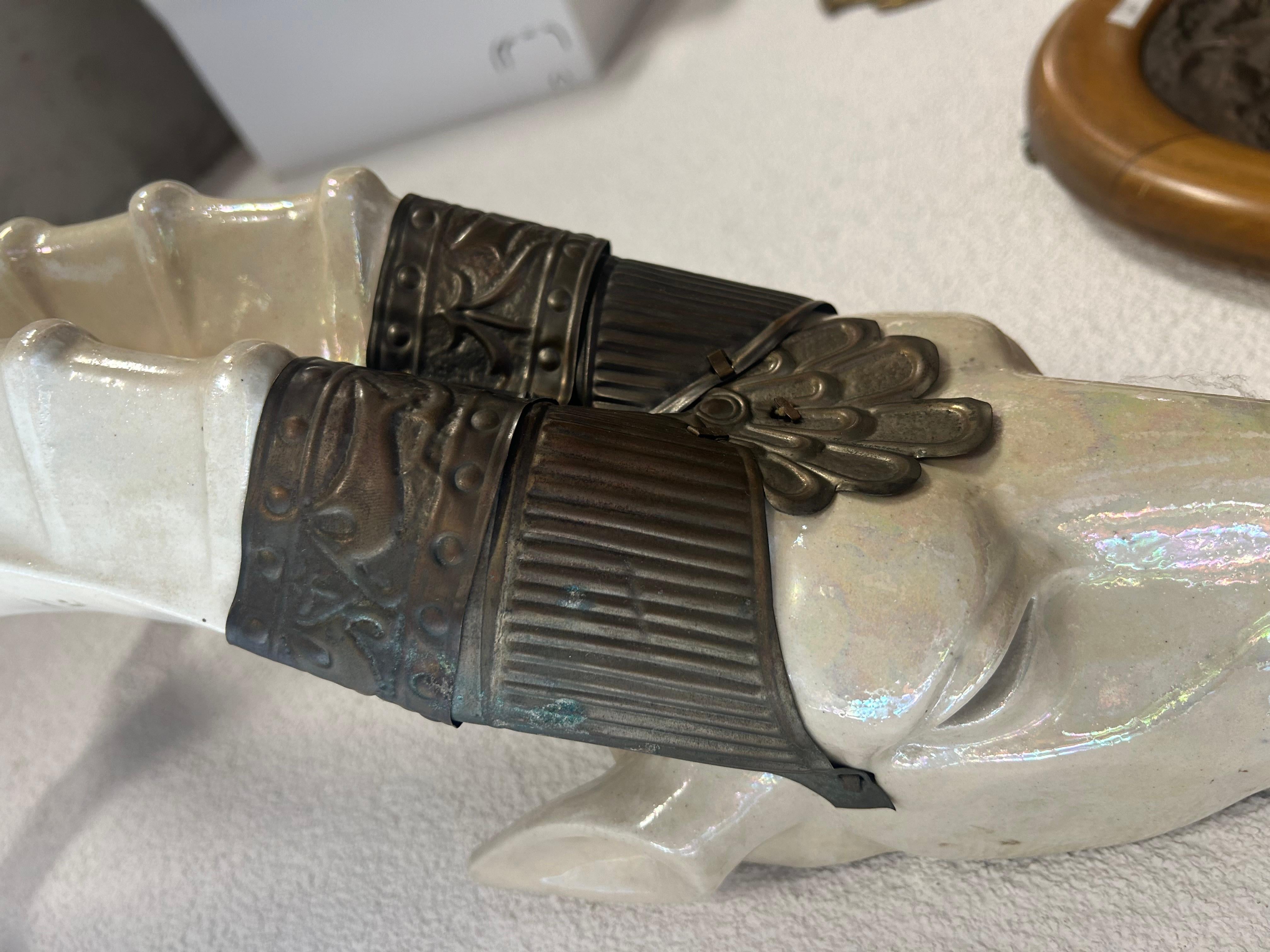 Porcelain Art deco capricorn wall lamp For Sale