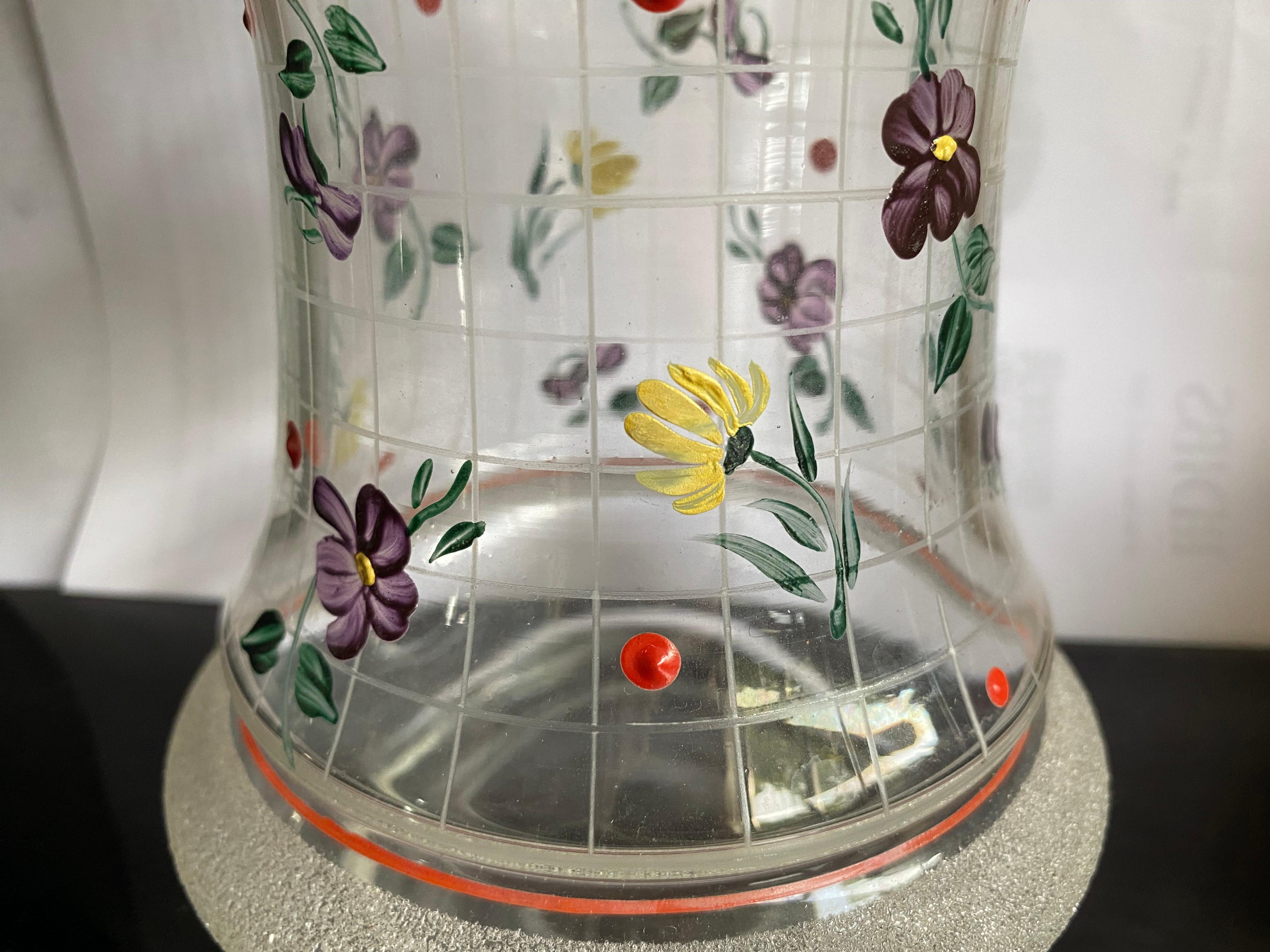 Hand-Painted Art Deco Carafe by Doyen Verreries Belgium  For Sale