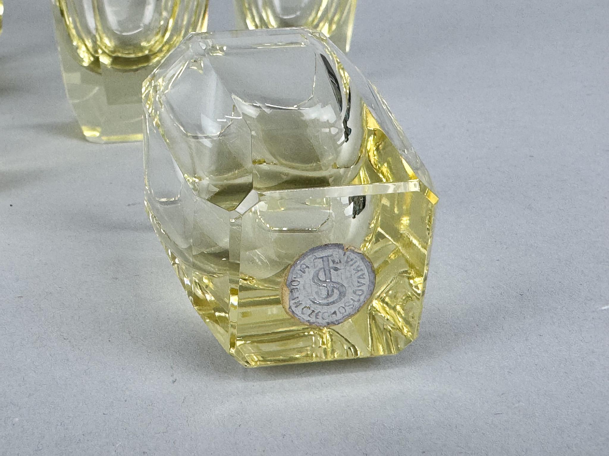 20th Century Art Deco Carafe Decanter with 6 Glasses, Labeled For Sale