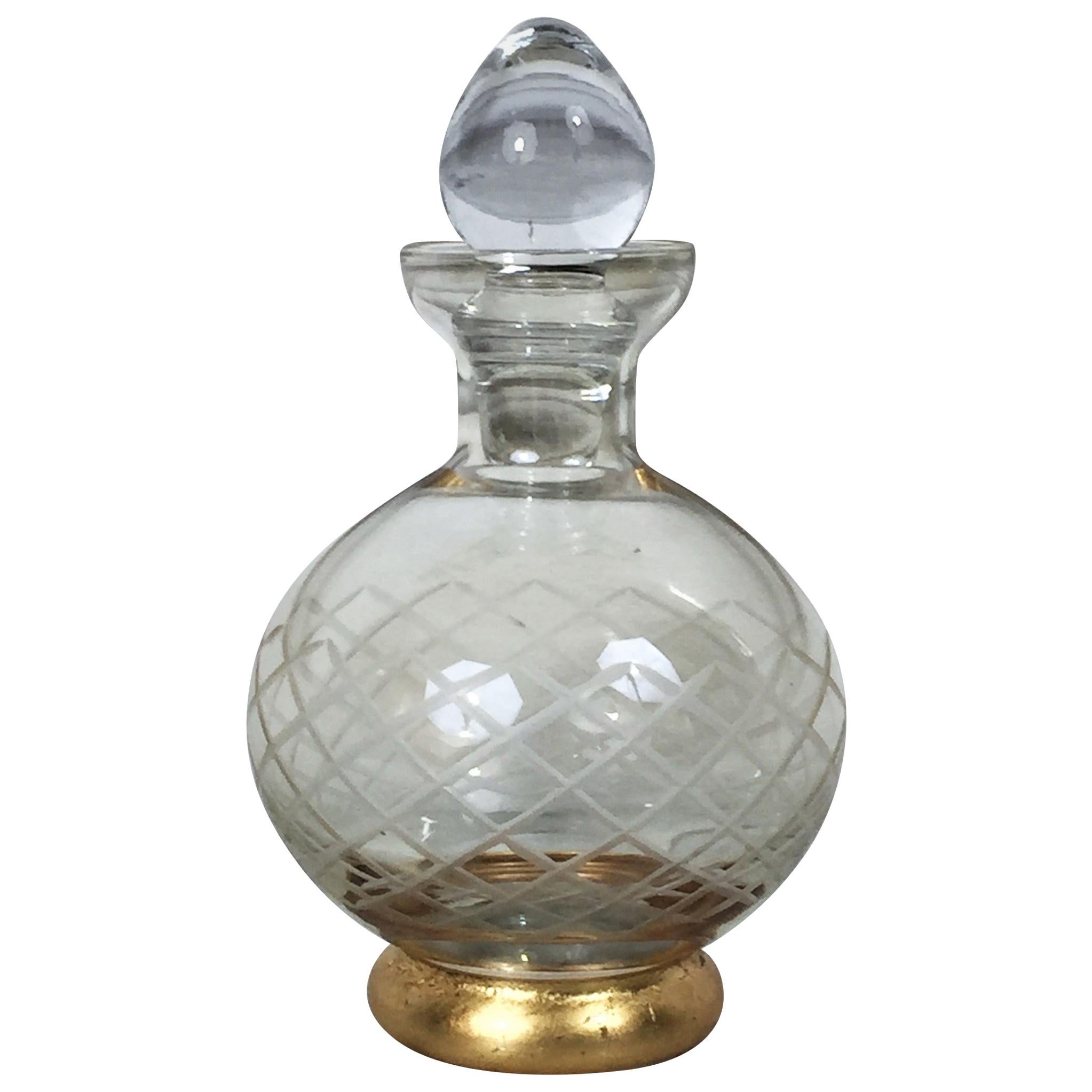 Art Deco Carafe Engraved and Guilded, circa 1940
