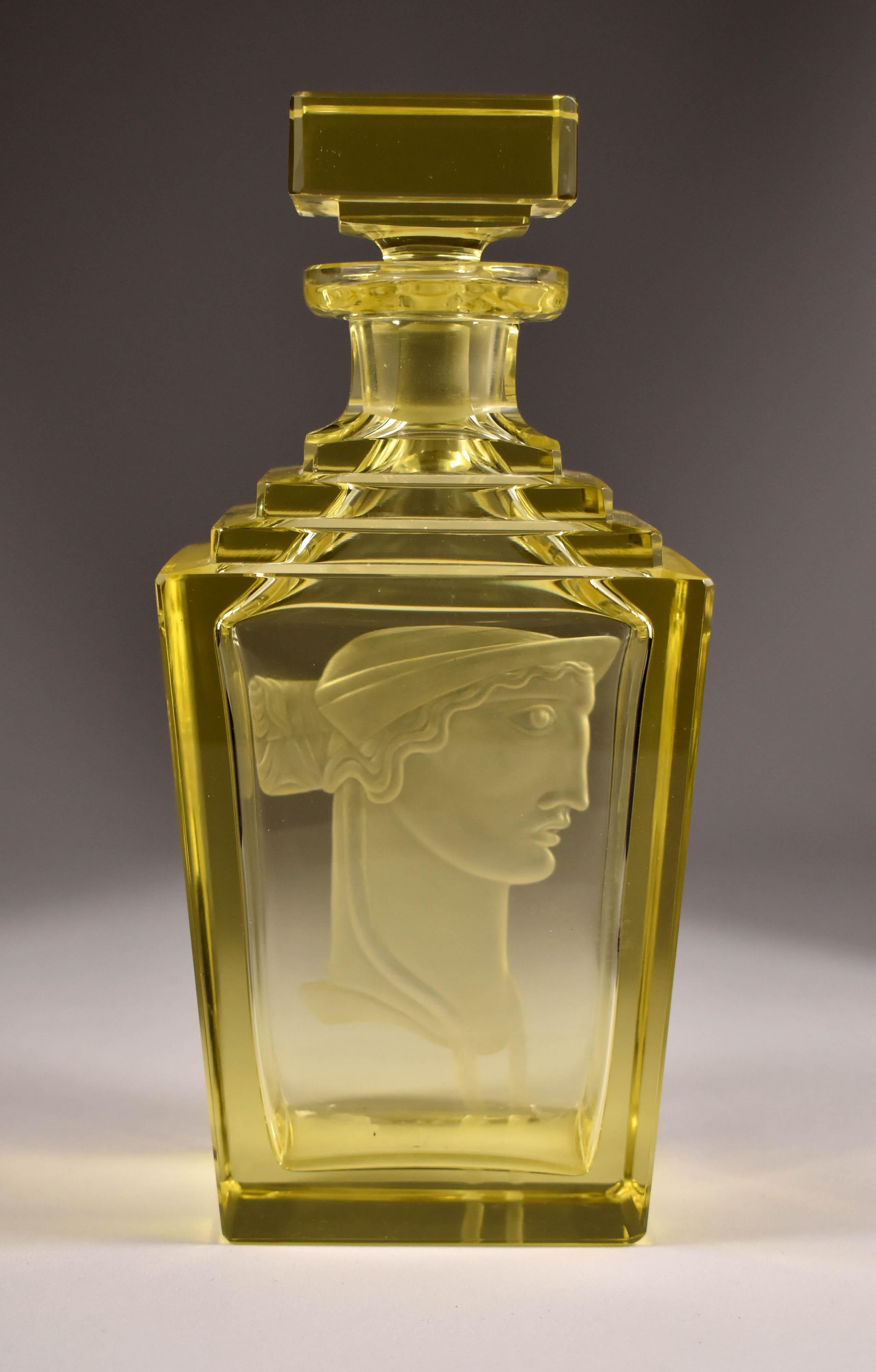 Art Deco Carafe, Engraving on the Motif of Jaroslav Horej, circa. 20th Century  2