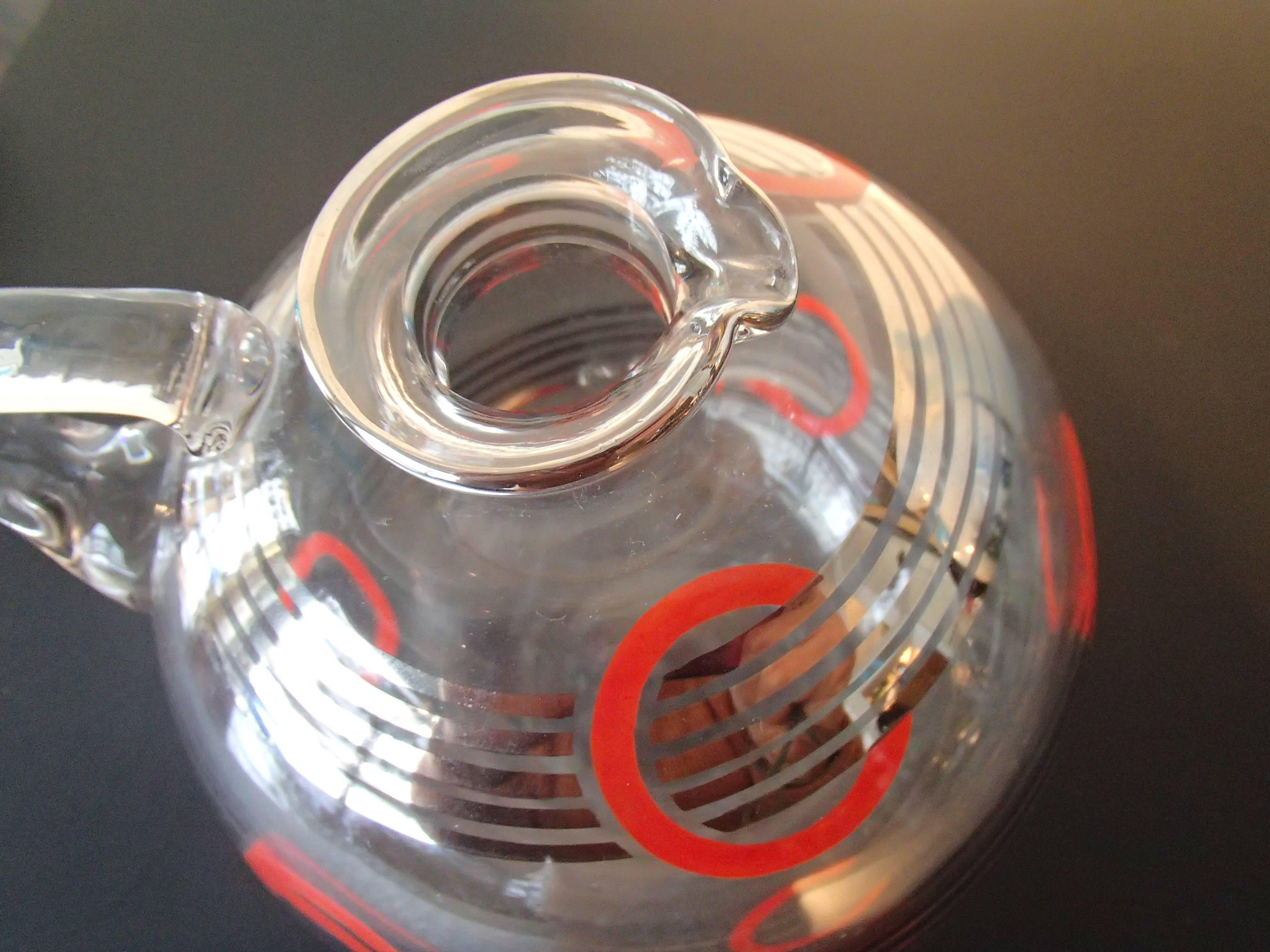 Art Deco Carafe Silver Red and Black Geometrical Design In Excellent Condition For Sale In Weiningen, CH