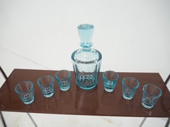 Art Deco Carafe with Set of Six Glasses, 1930s