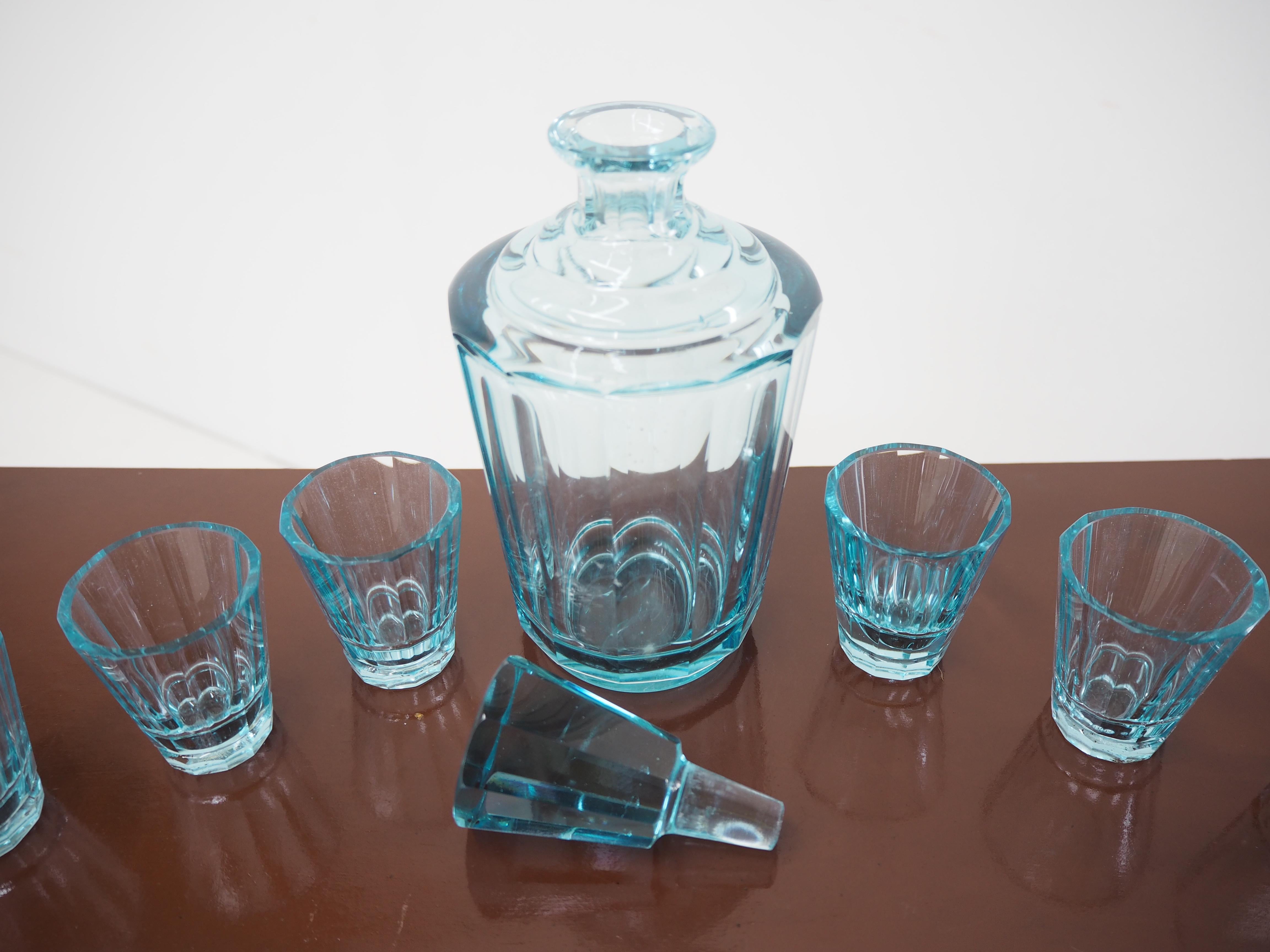 Art Deco Carafe with Set of Six Glasses, 1930s 5