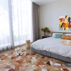 Art Deco Caramel Faceta Customizable Cowhide Area Bodenteppich groß