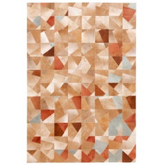 Art Deco Caramel Faceta Customizable Cowhide Area Floor Rug Large