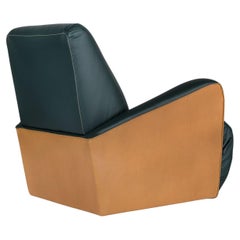 Art Deco Caramulo Armchair, Swivel, Camel Leather, Handmade Portugal Greenapple
