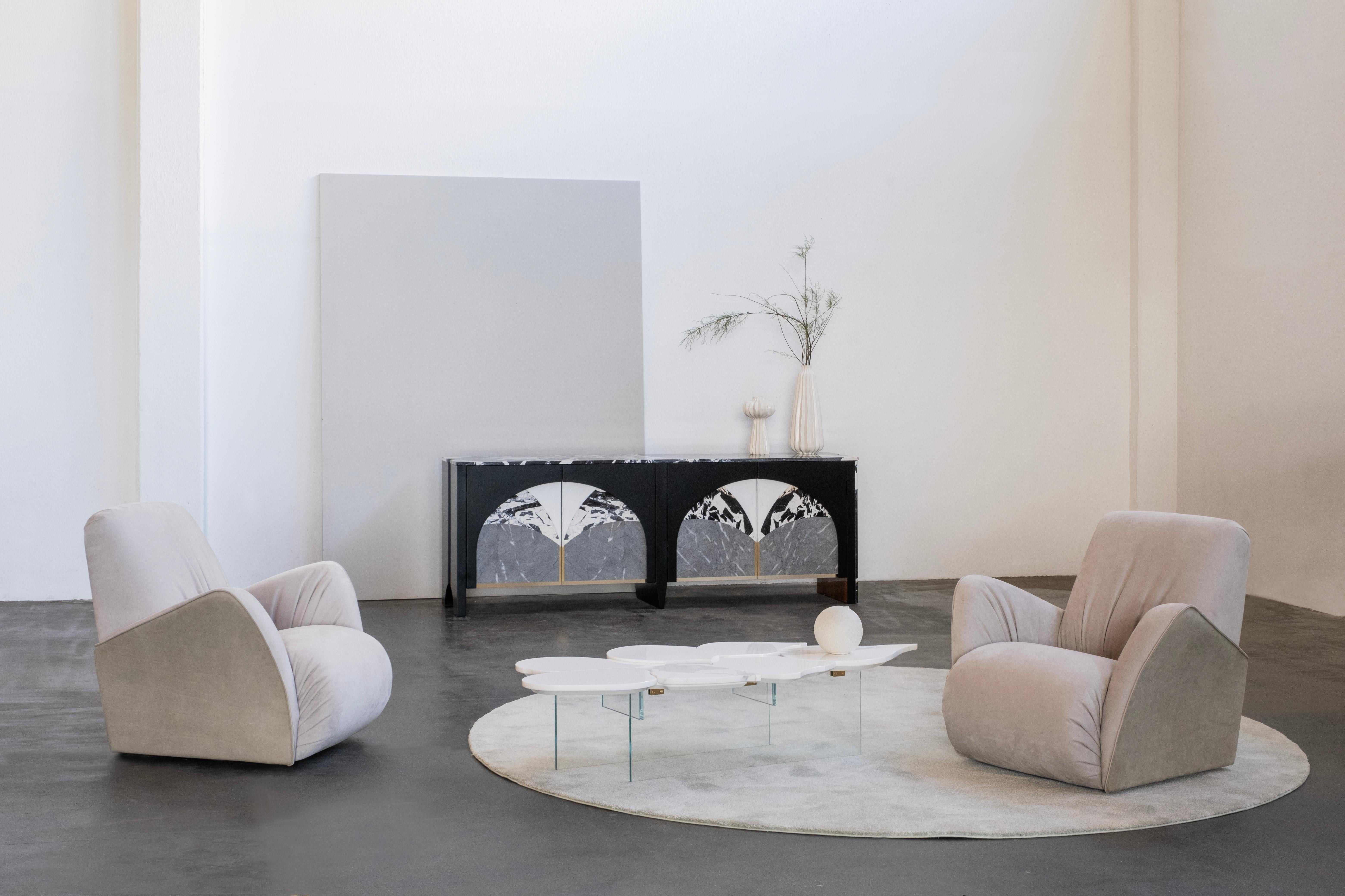 Fauteuil Art Déco Caramulo, pivotant, cuir nubuck, fait main Portugal Greenapple Neuf - En vente à Lisboa, PT