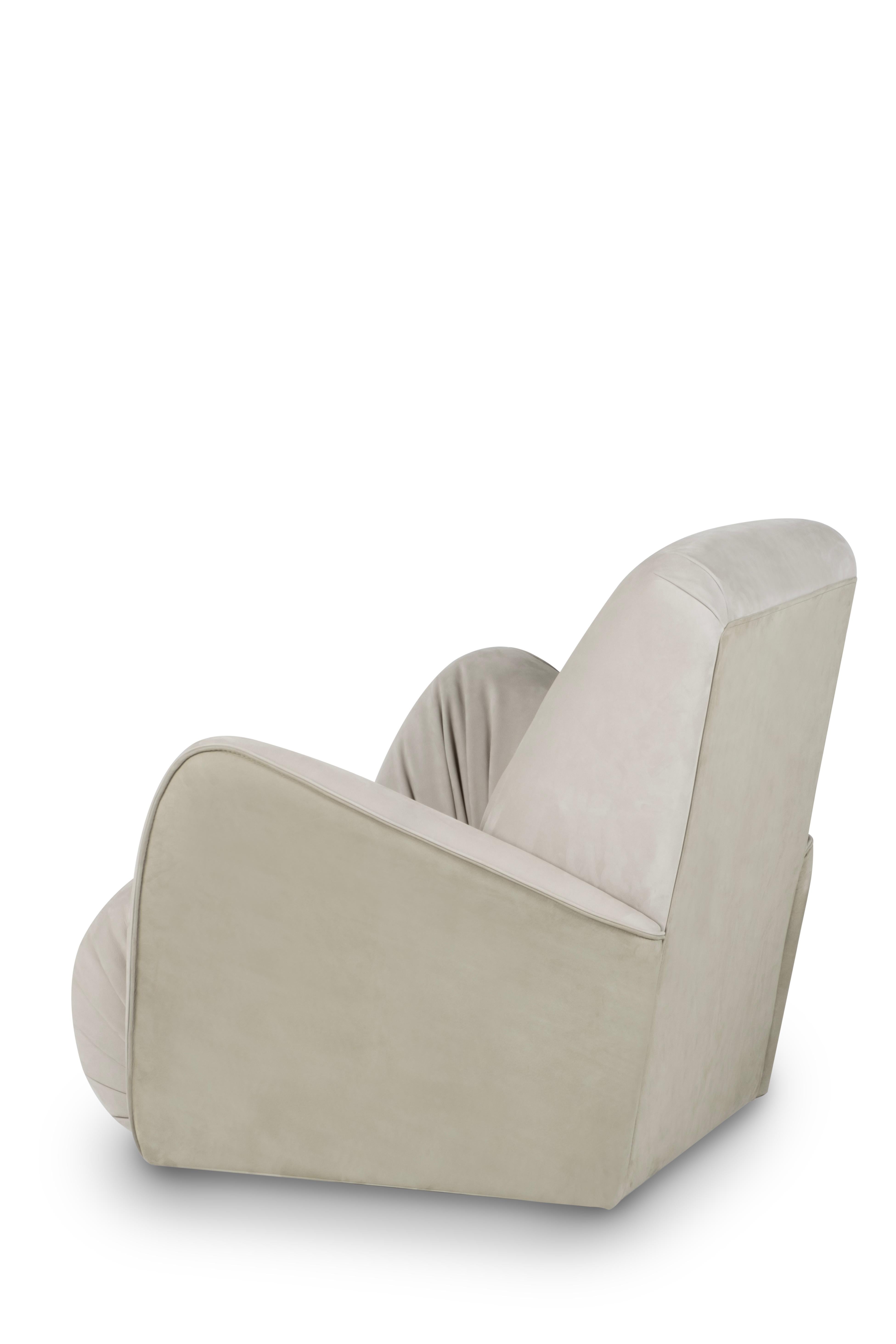 Cuir Fauteuil Art Déco Caramulo, pivotant, cuir nubuck, fait main Portugal Greenapple en vente