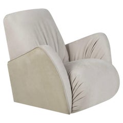 Art Deco Caramulo Armchair, Swivel, Nubuck Leather, Handmade Portugal Greenapple