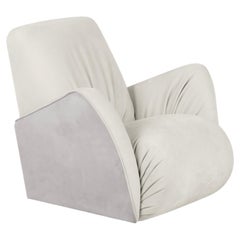 Art Deco Caramulo Swivel Lounge Chair, Nubuck Leather, Handmade by Greenapple