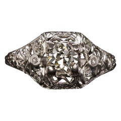 Art Deco Carat Old European Cut Diamond Ring, 1920