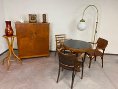 Art-déco-Kartentisch mit schwarzer Glasplatte