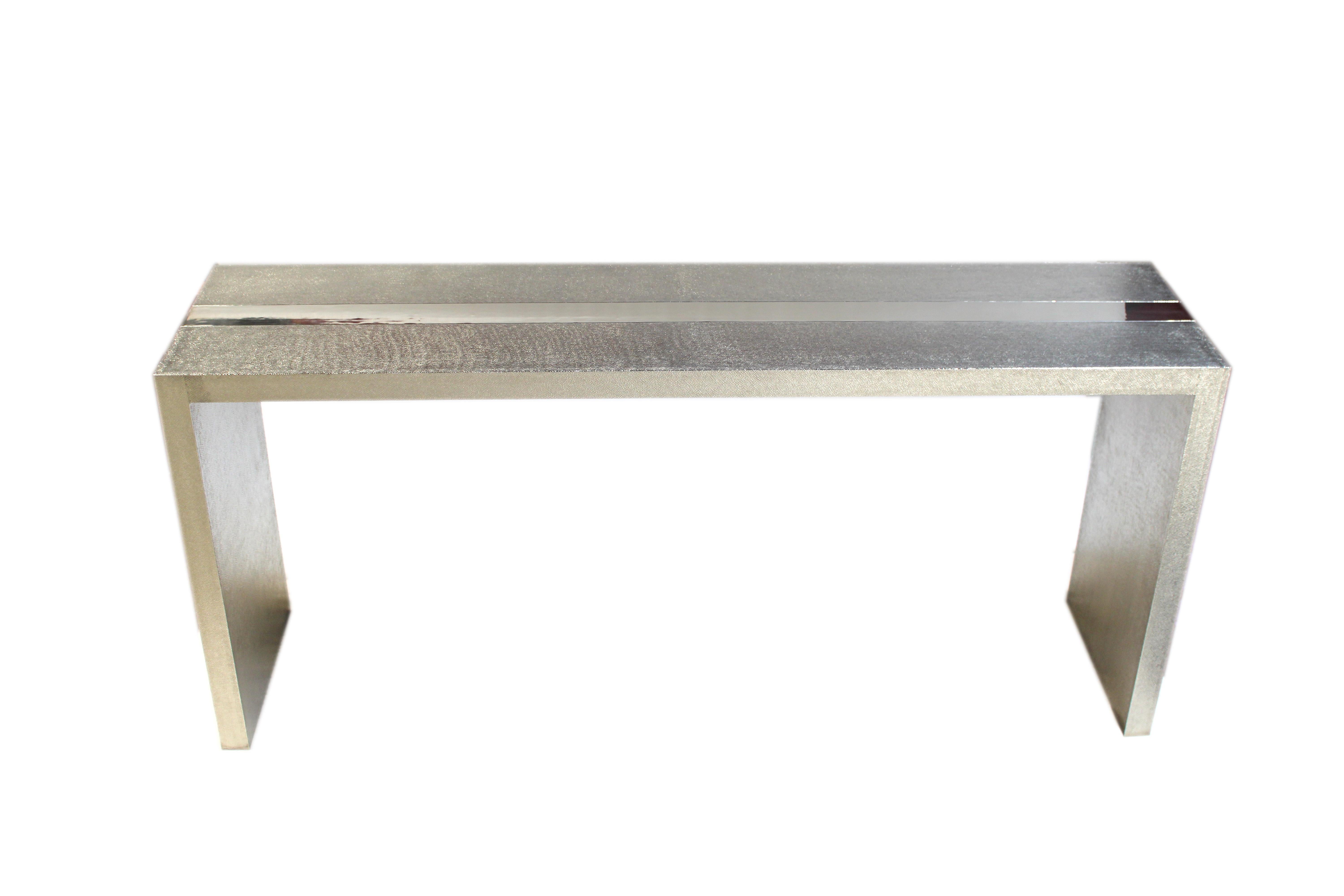 Art Deco Card Tables and Tea Console Tables in White Bronze Mid. Hammered For Sale 7