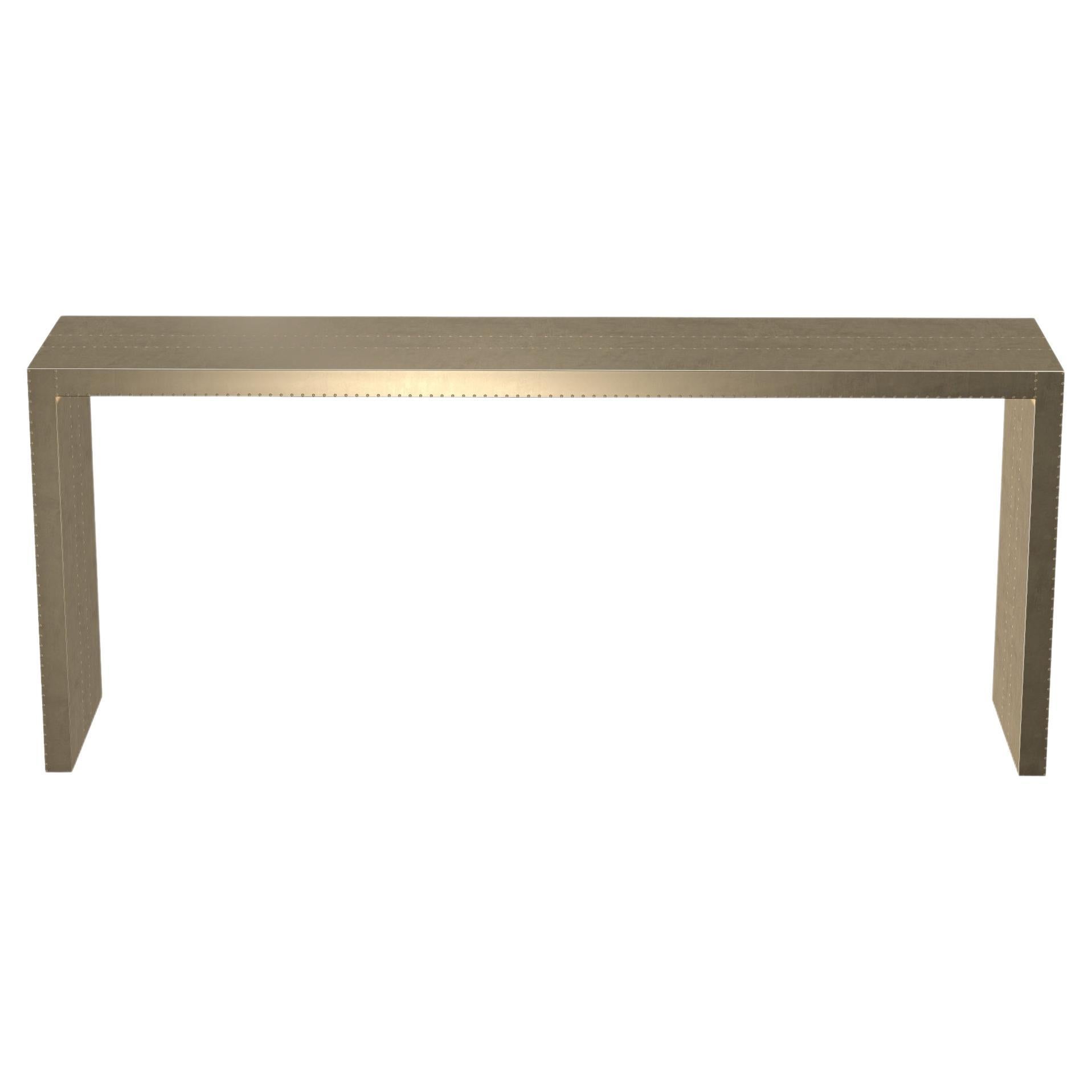 Art Deco Card Tables and Tea Tables Rectangular Console in Smooth Brass  For Sale