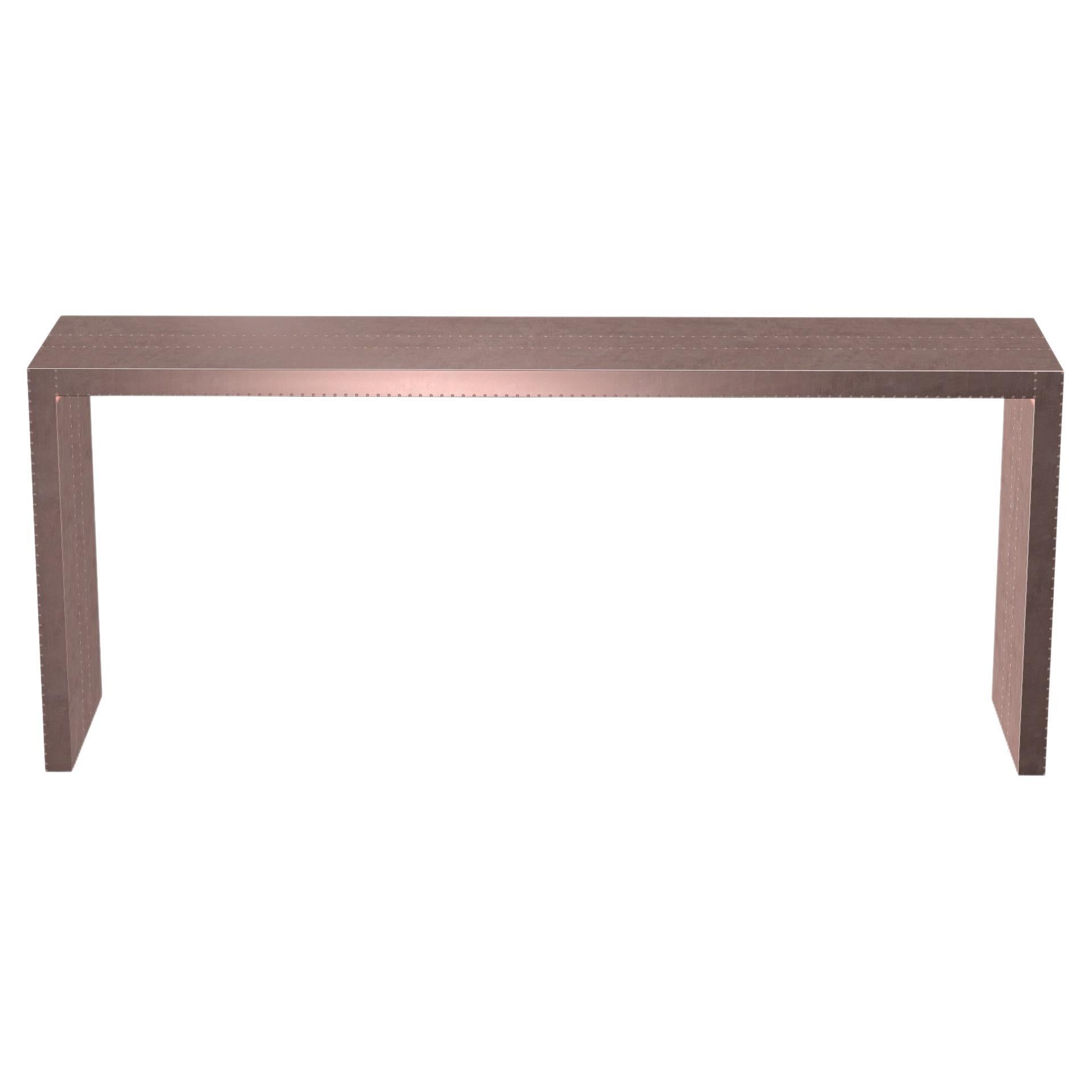 Art Deco Card Tables and Tea Tables Rectangular Console in Smooth Copper  For Sale