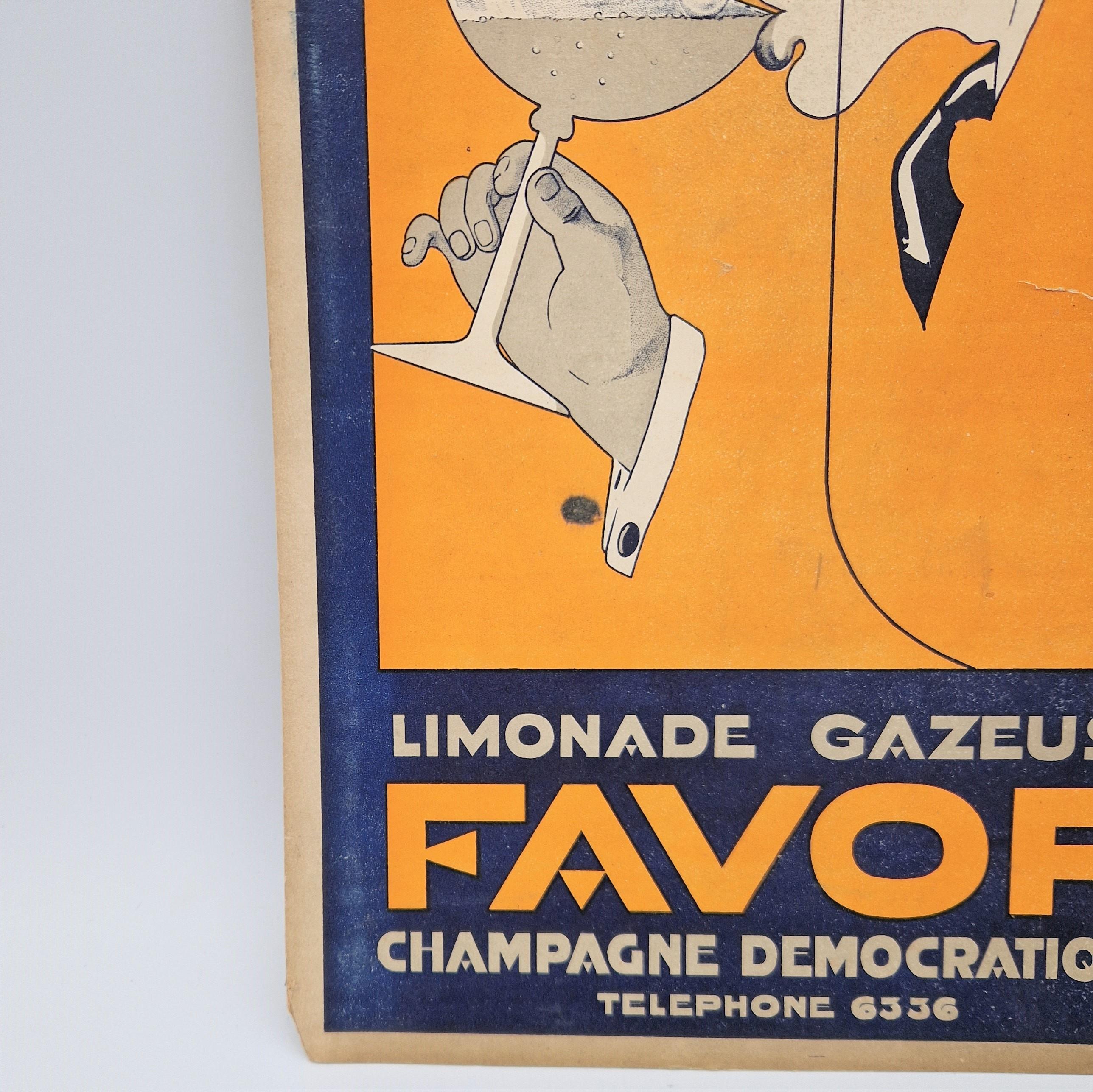 Art-Déco-Karton-Werbungsplakat „Favor“. Frankreich 1920 - 1930 (Französisch) im Angebot