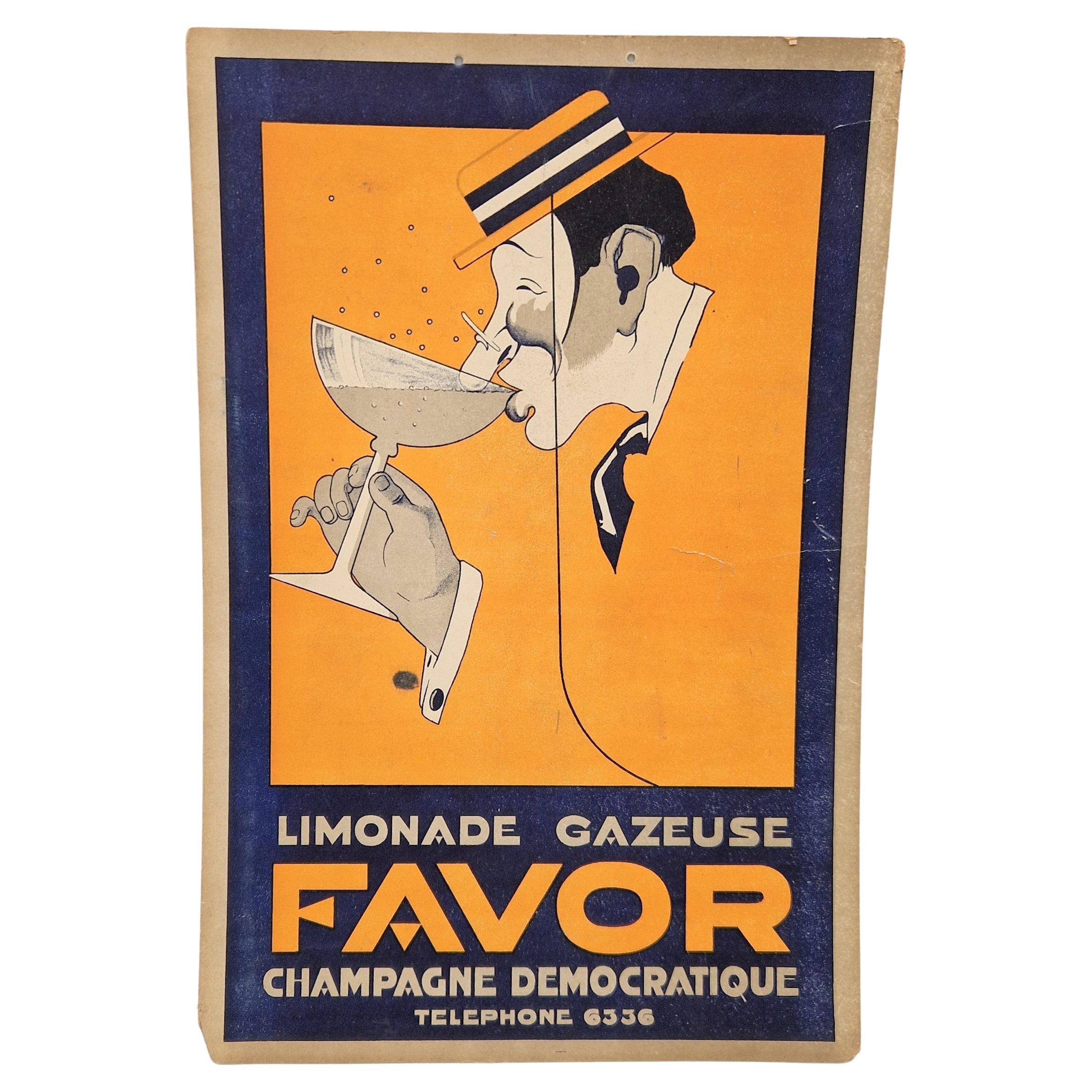 Art Deco cardboard advertising "Favor". France 1920 - 1930 For Sale