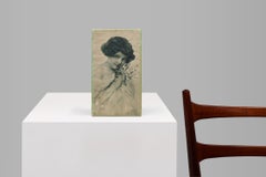 Art Deco cardboard box with a vintage picture of a girl with flowers, Belgium 19