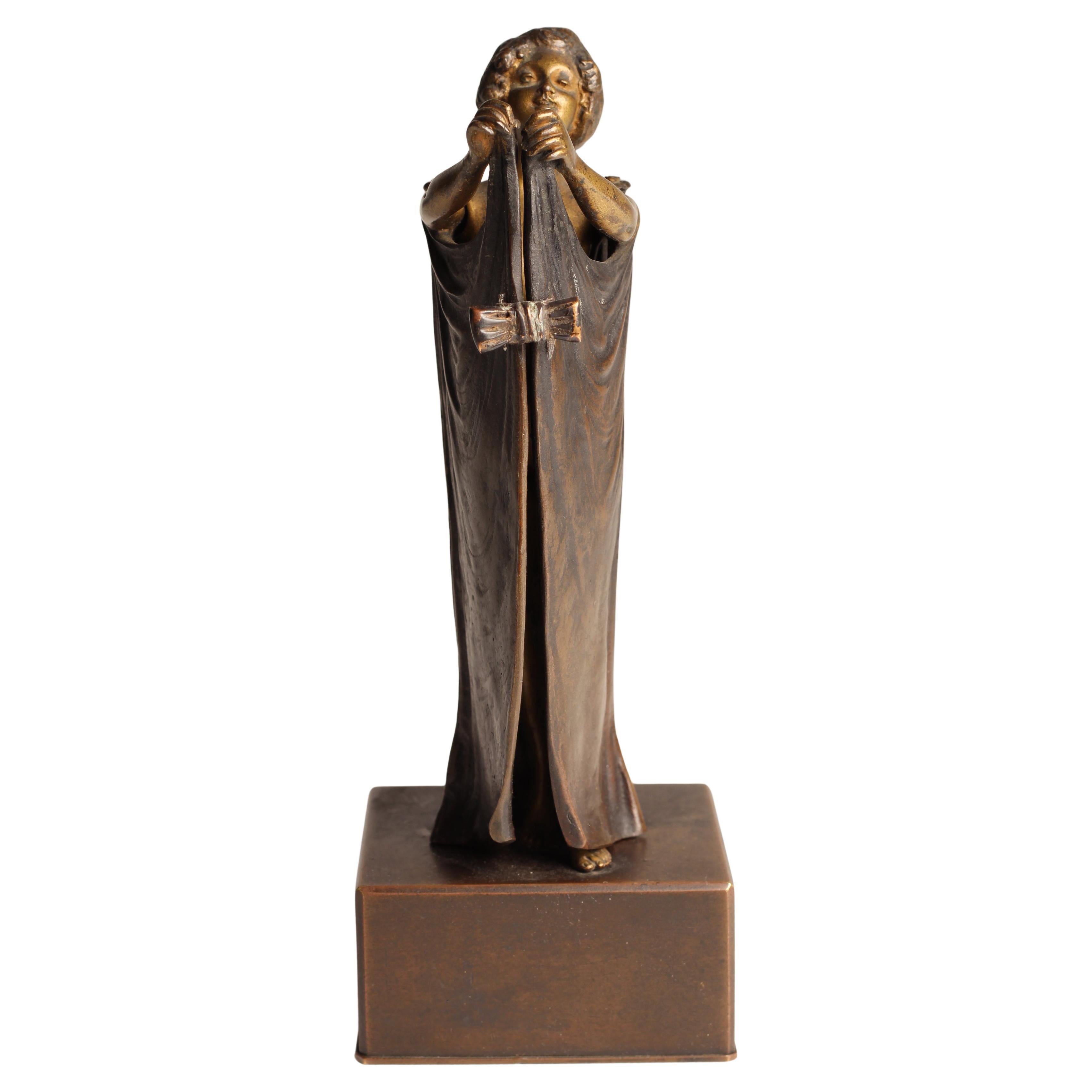 Art Deco Carl Kauba Automaton Bronze Nude with Mechanical Cape 1920’s Austria For Sale 8