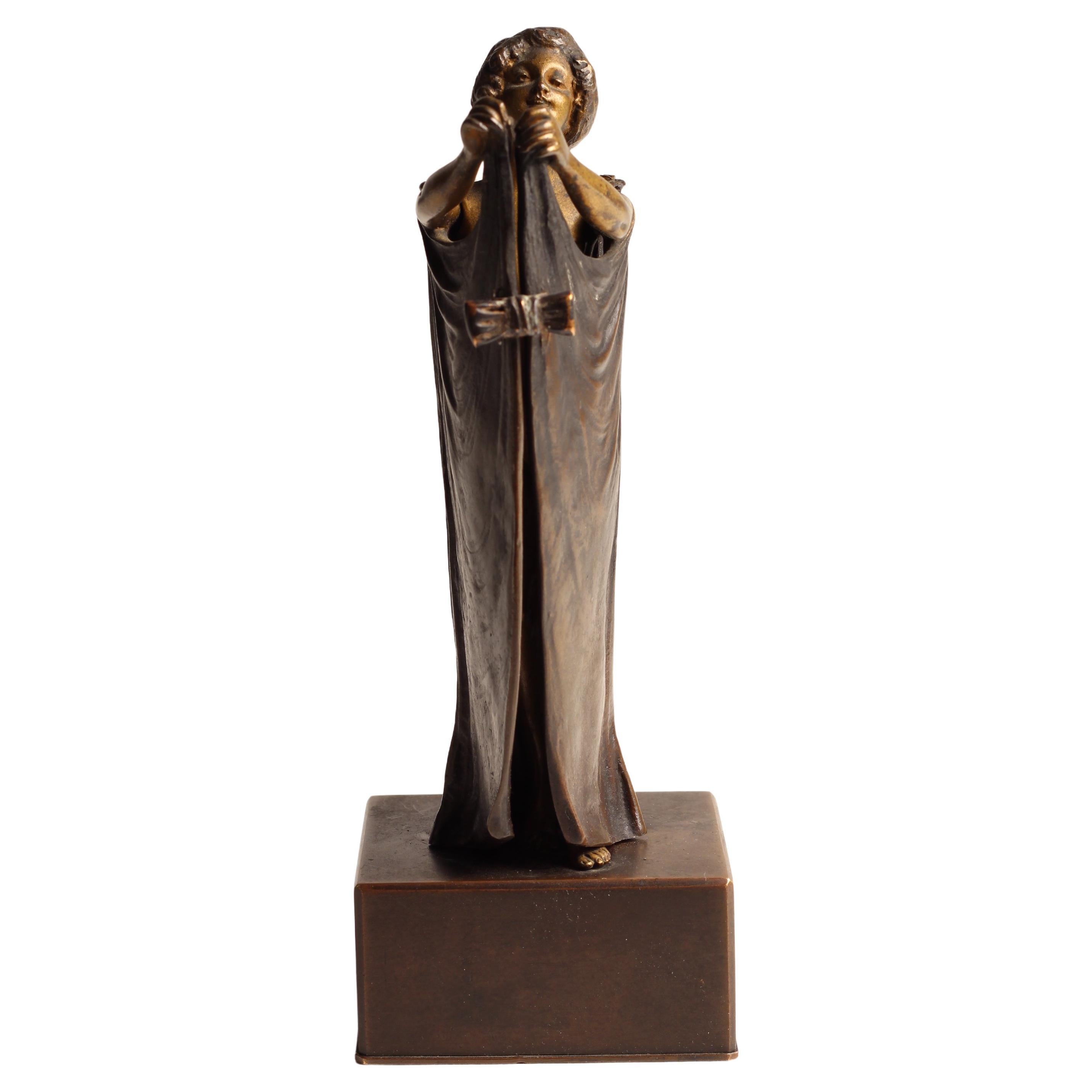 Art Deco Carl Kauba Automaton Bronze Nude with Mechanical Cape 1920’s Austria For Sale 10
