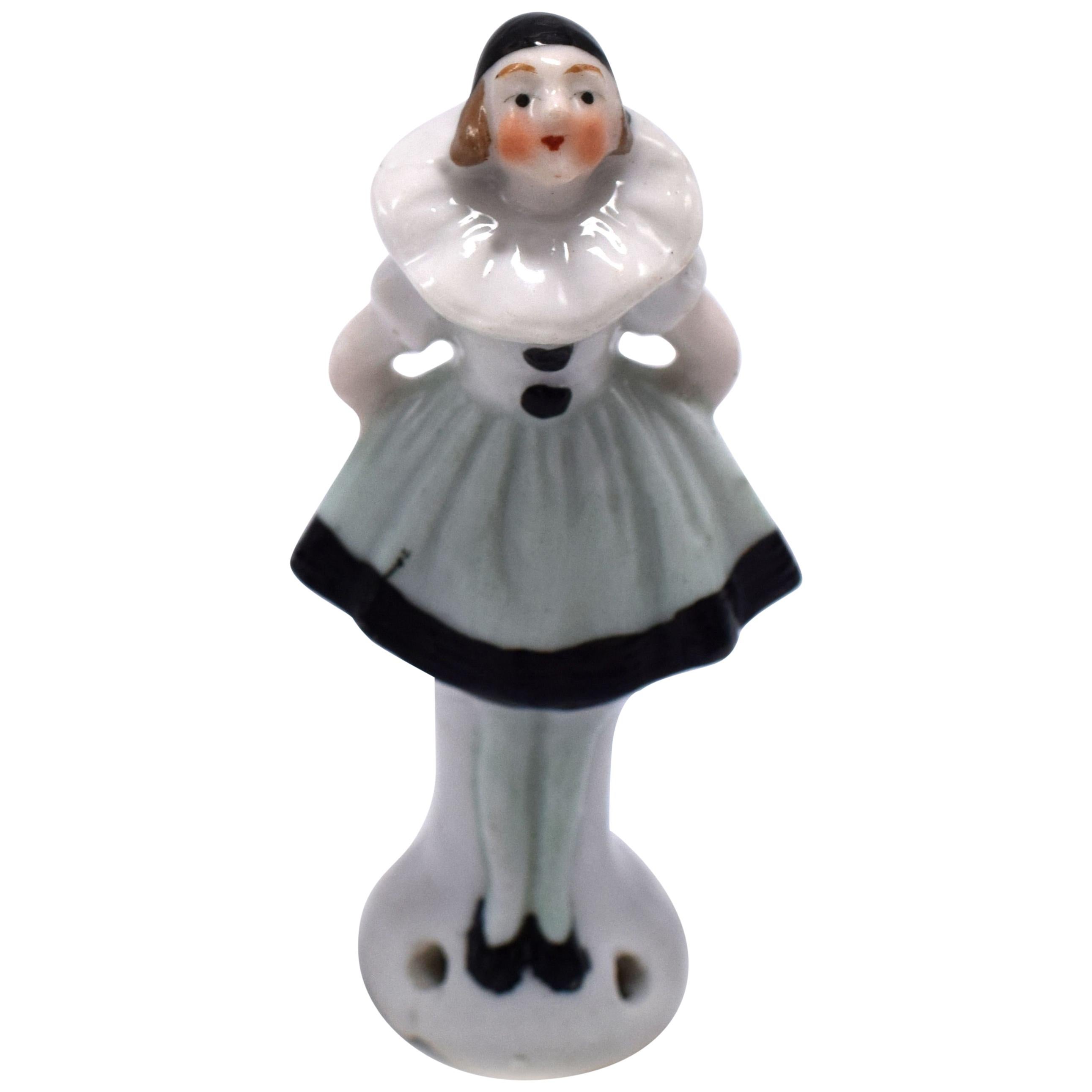 Art Deco Carl Schneider Full Figure Mardi Gras Clown Girl Pin Cushion Half Doll