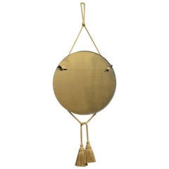 Art Deco Carlo Mirror Metallic Foil Glass Eglomise with Horn and Tassel Detail