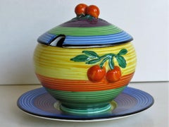 Art Deco Carlton Ware Pottery Jam Pot Lid and Stand fully marked, Circa 1930