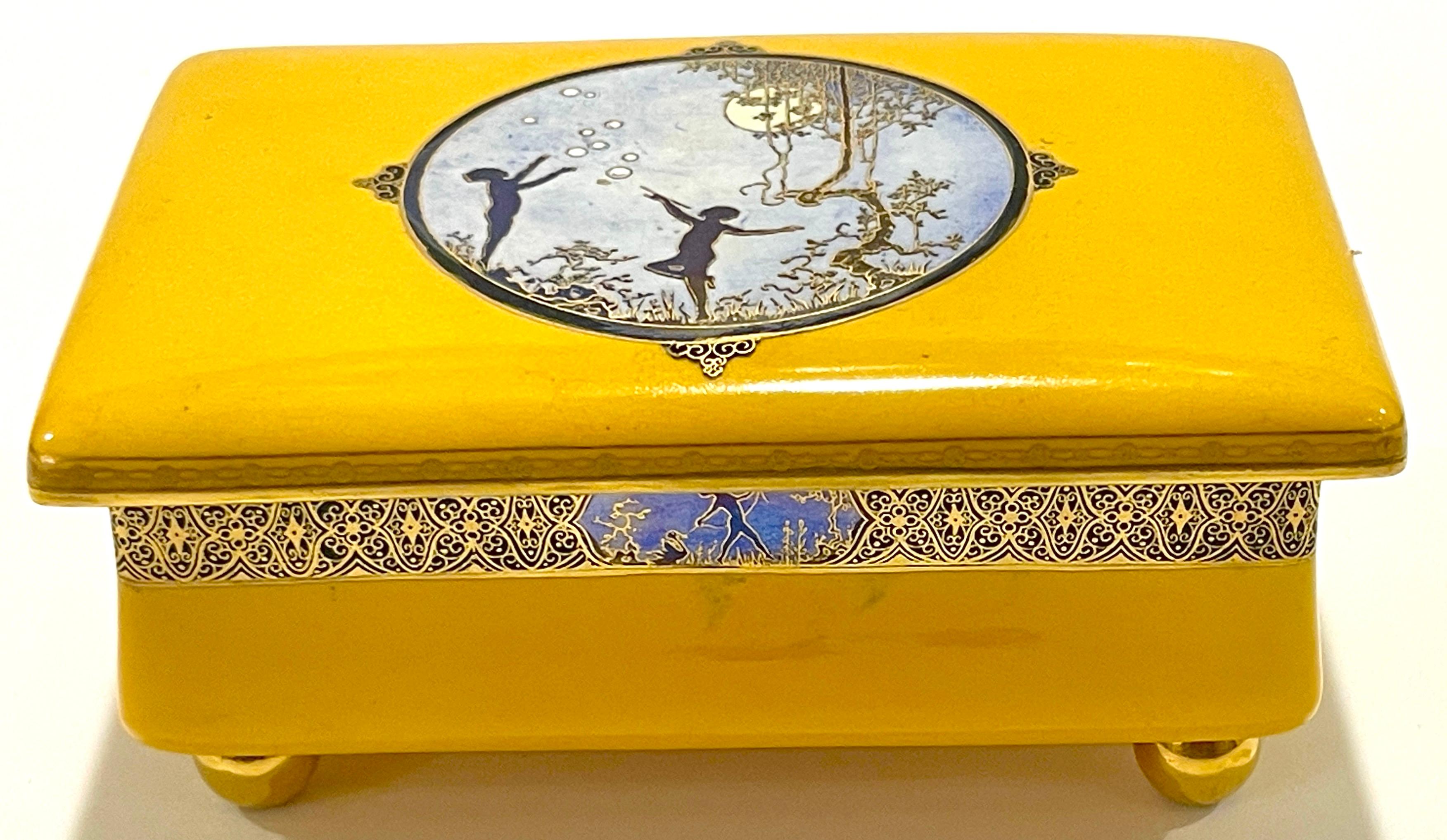 Art Deco Carltonware Luster Moonlight Frolicking Pixie Table Box, for Dunhill For Sale 7