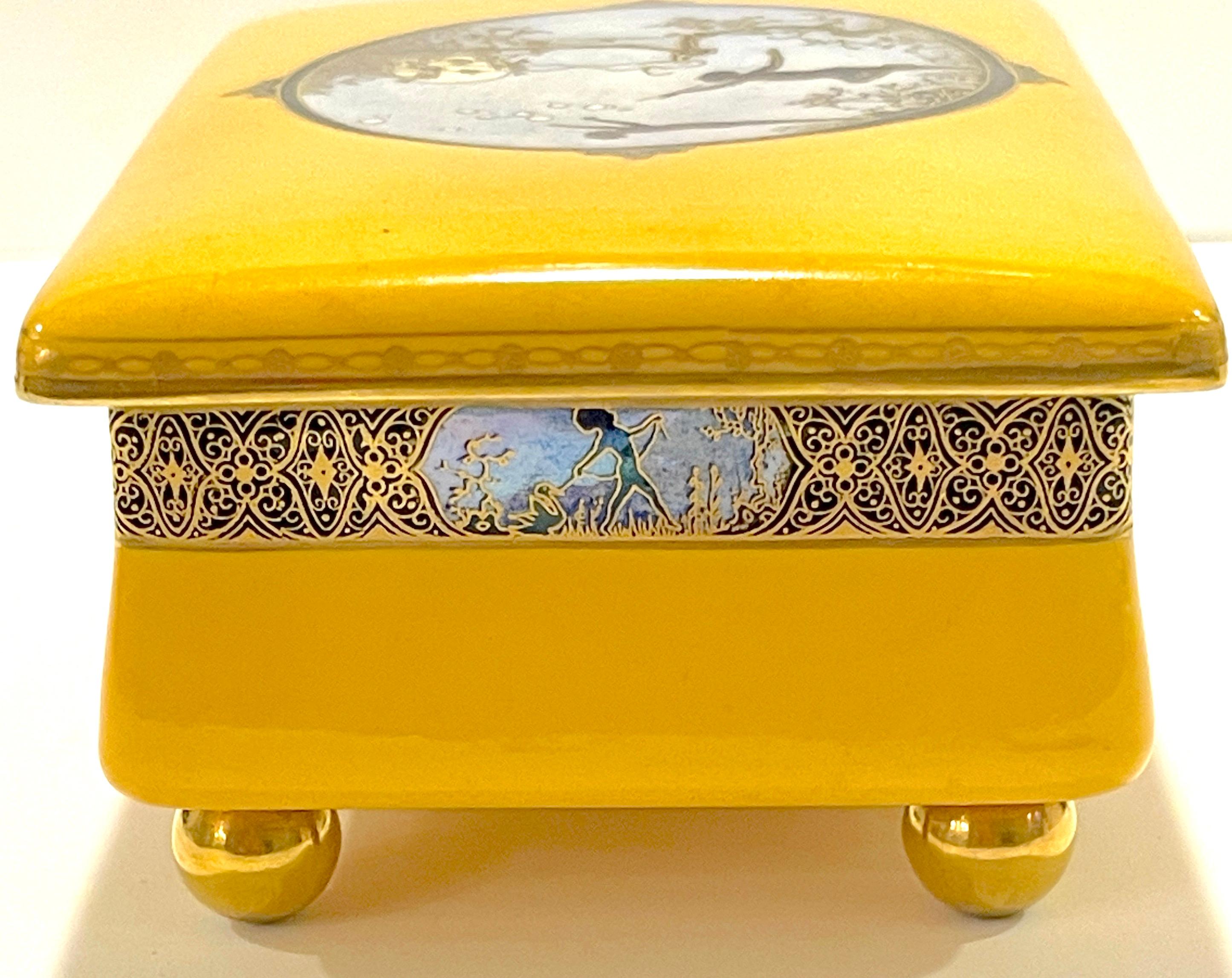 Art Deco Carltonware Lüster-Mondlicht-Tischschachtel Pixie, für Dunhill  (Emailliert) im Angebot