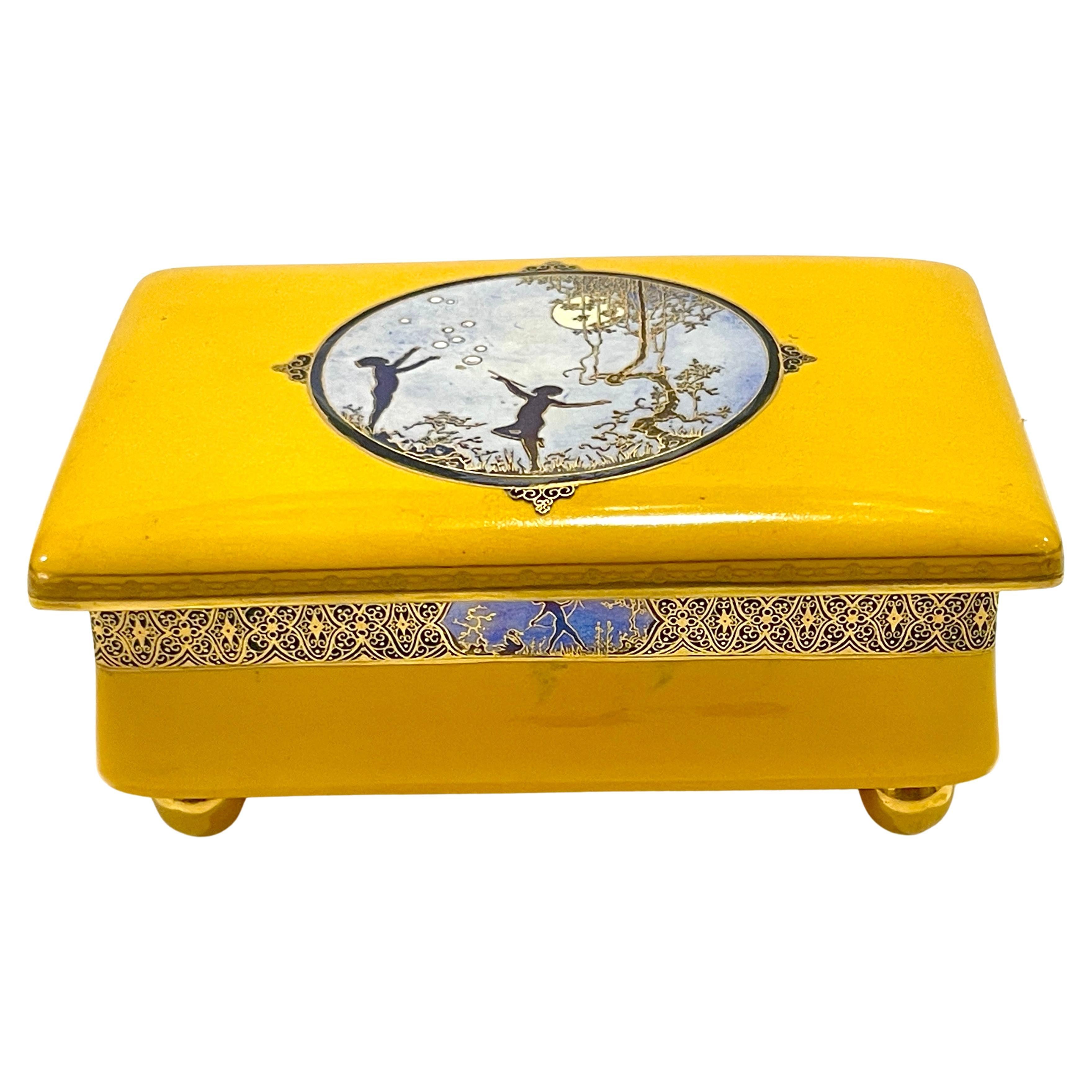 Boîte de table Art Déco Carltonware Luster Moonlight Frolicking Pixie, pour Dunhill  en vente