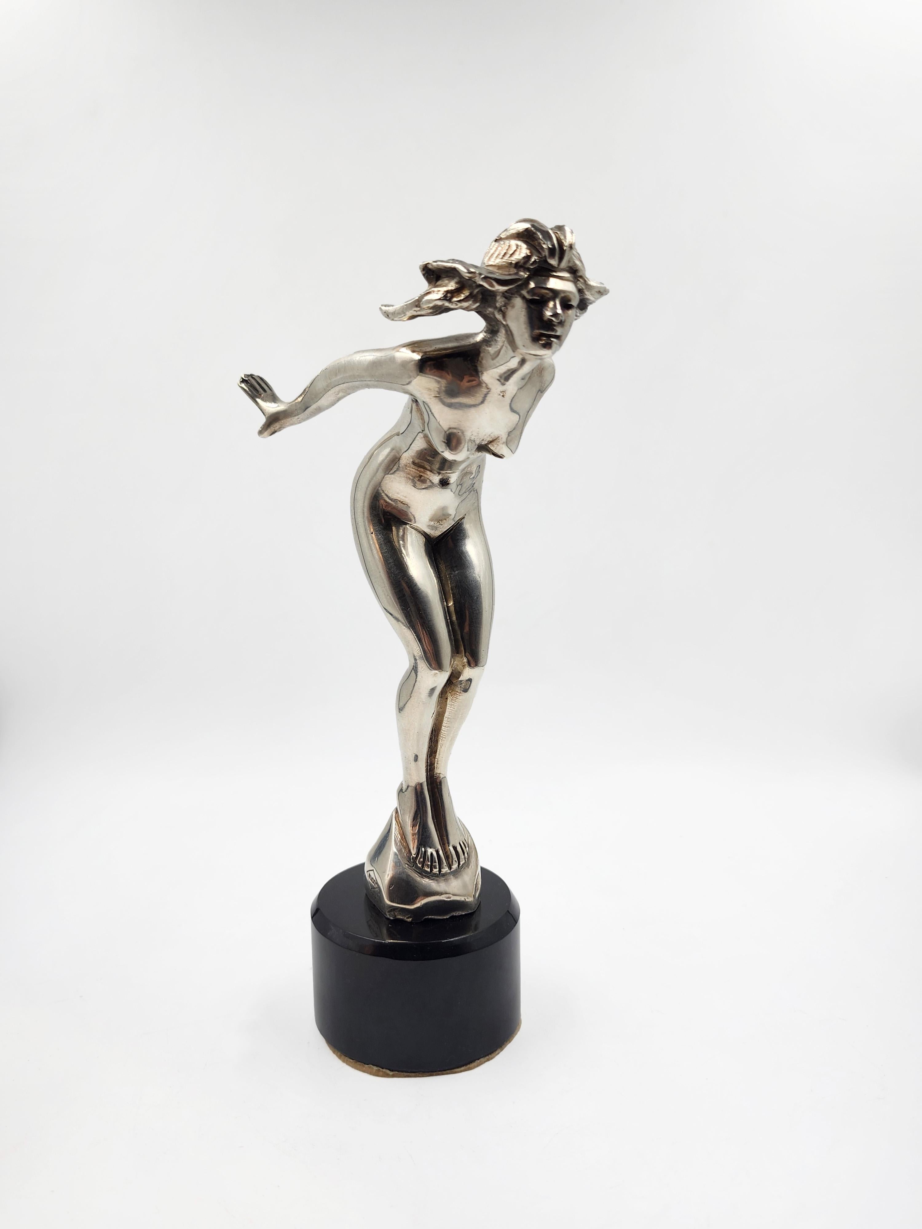 Art Deco Silver-Tone Carmascot Figurine 