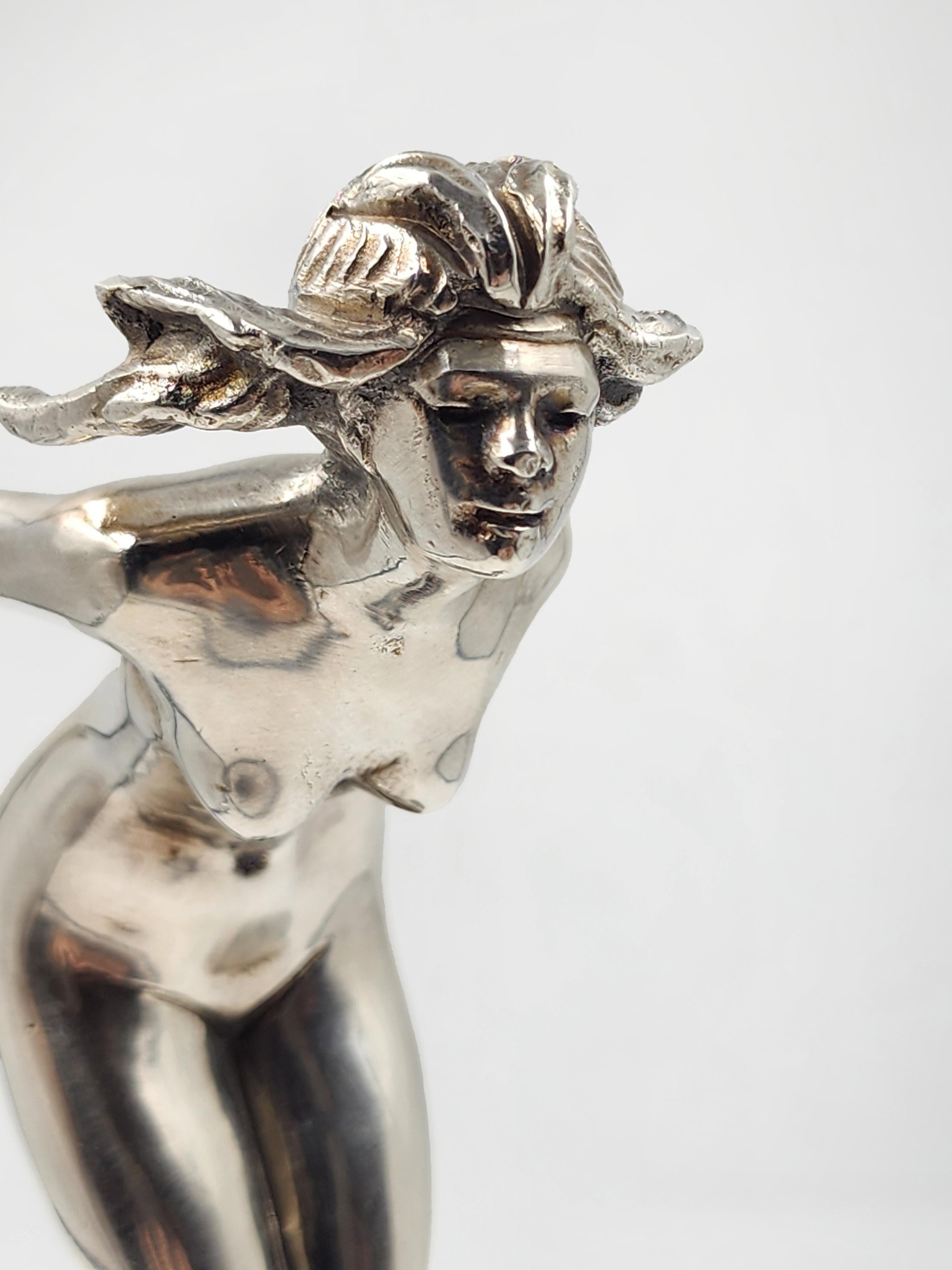 French Art Deco Carmascot figure in silver-plated metal 